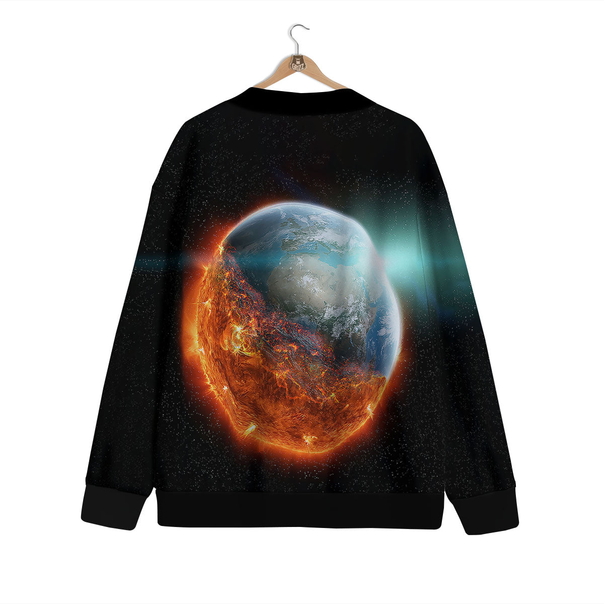 Burning Planet Print Cardigan-grizzshop