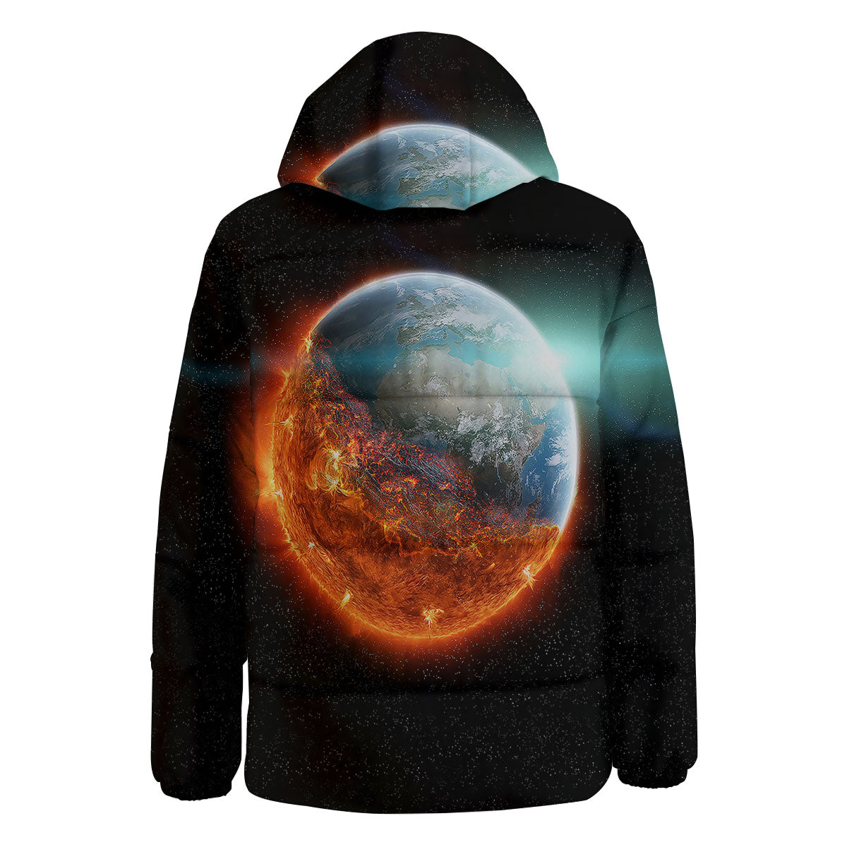 Burning Planet Print Down Jacket-grizzshop