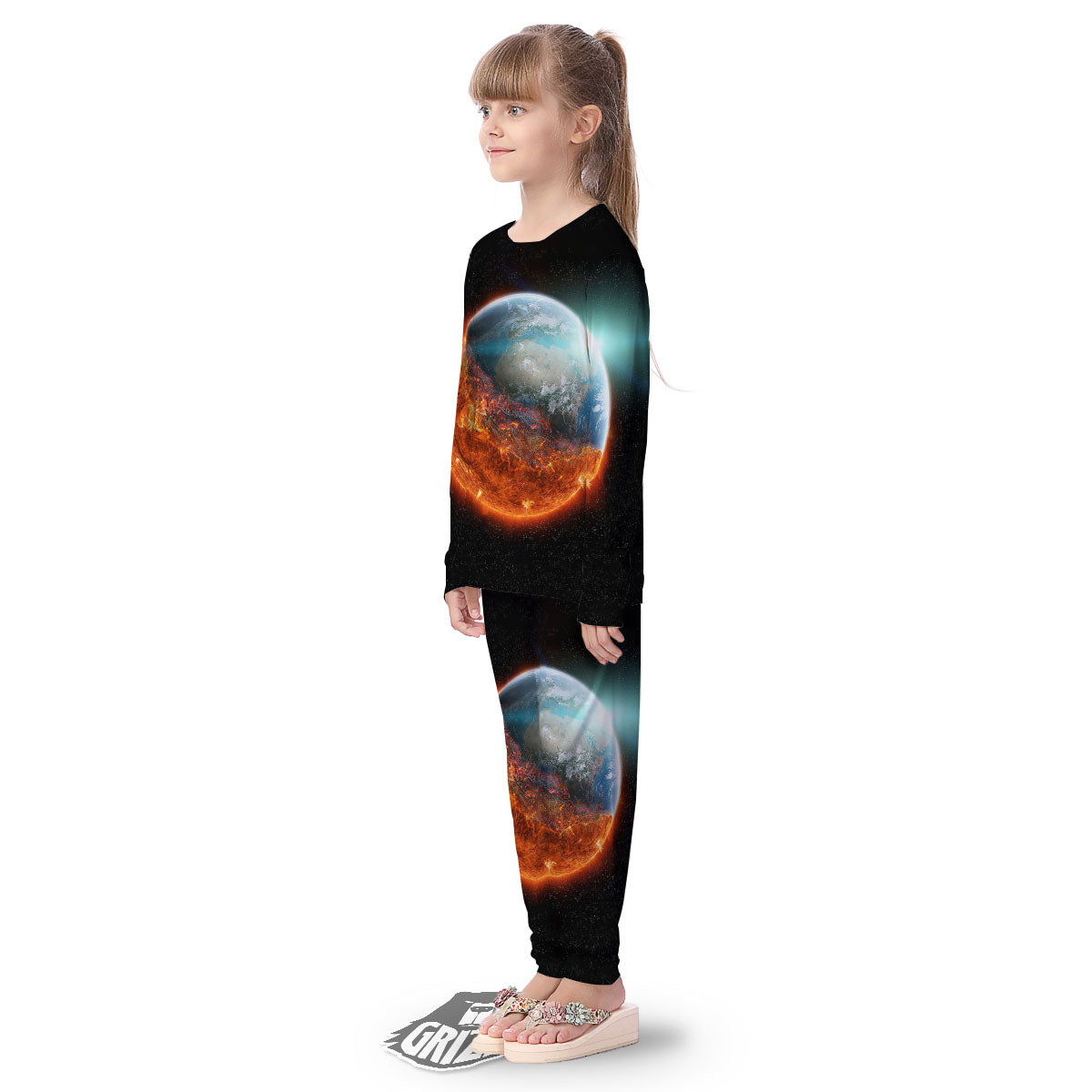 Burning Planet Print Kid's Pajamas-grizzshop