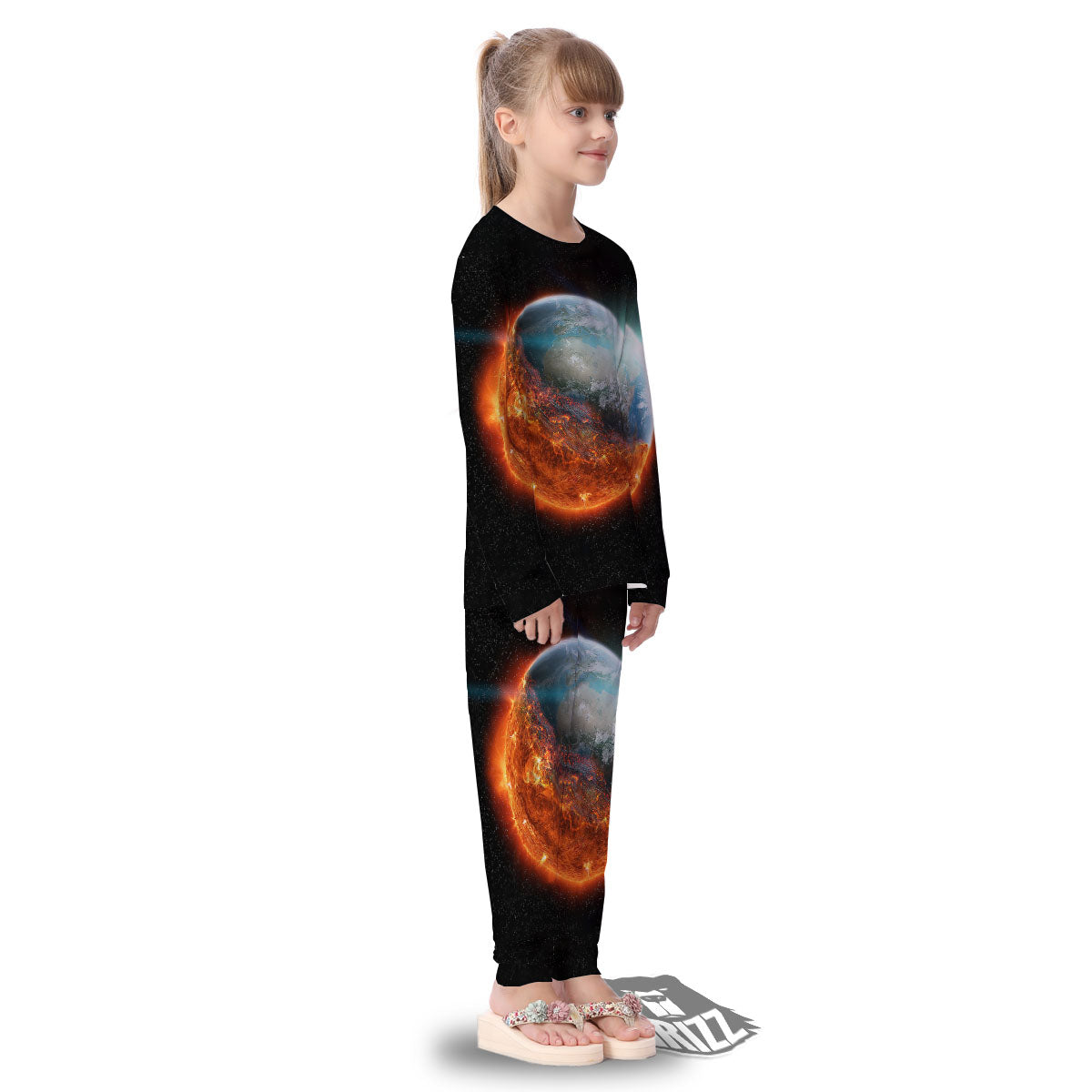 Burning Planet Print Kid's Pajamas-grizzshop