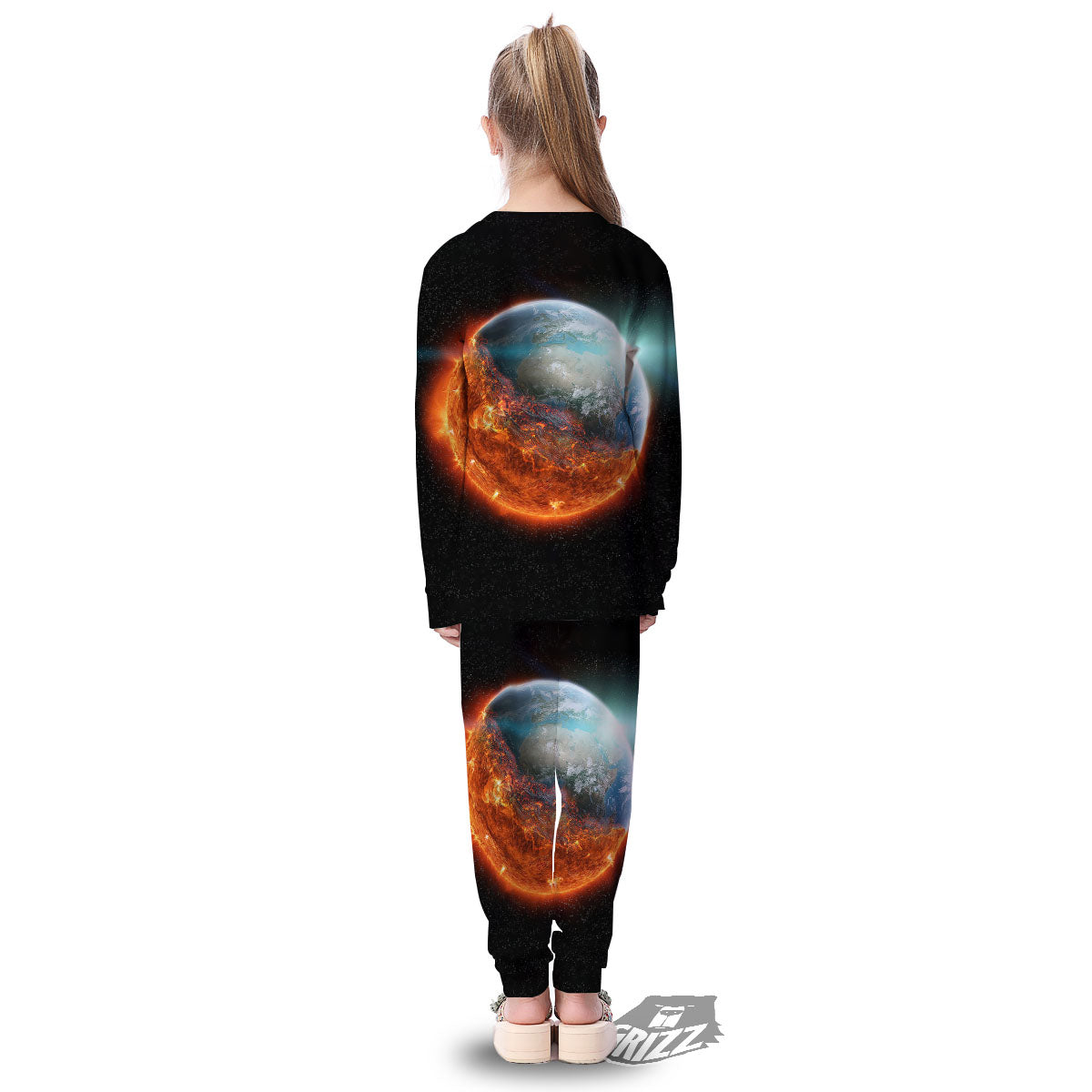 Burning Planet Print Kid's Pajamas-grizzshop