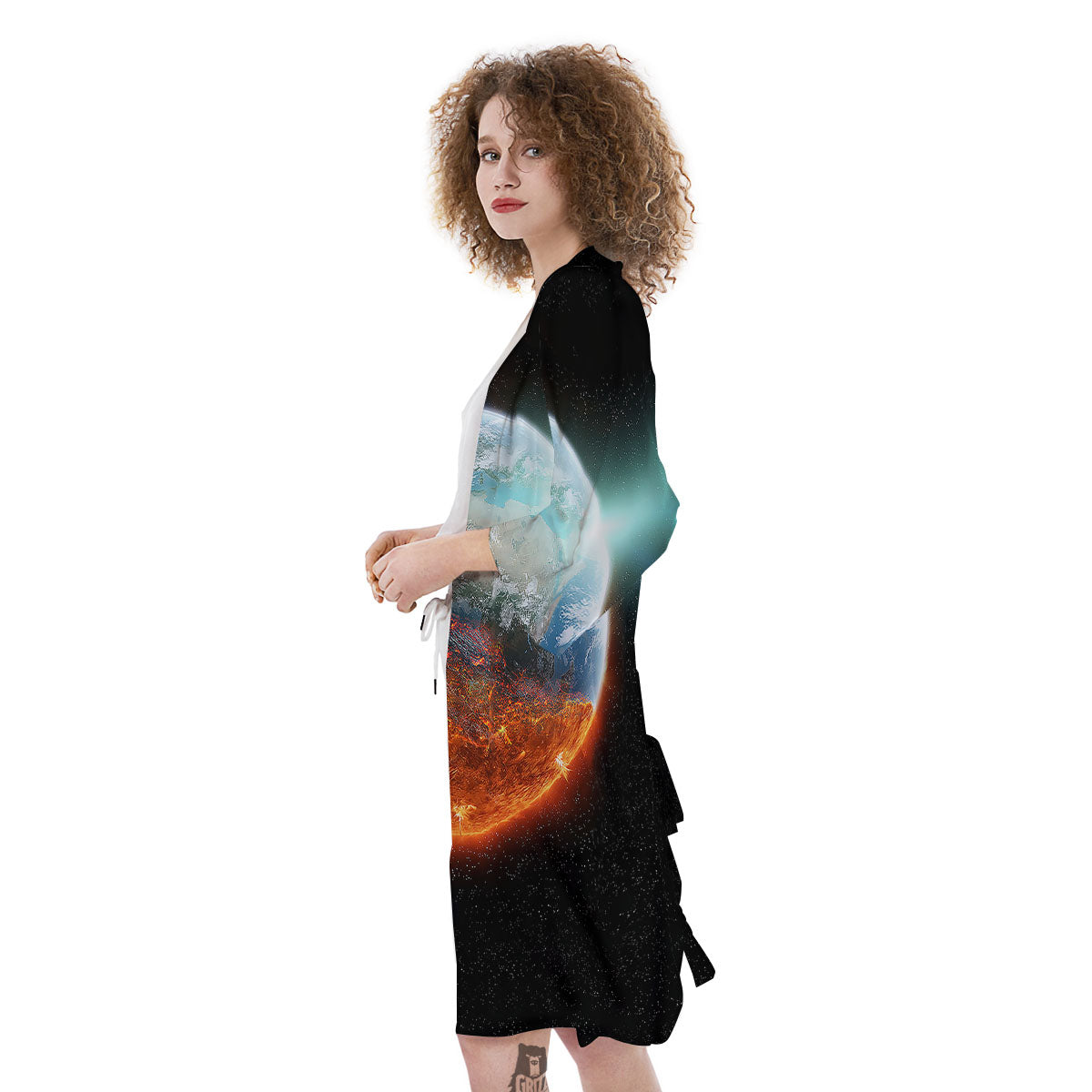 Burning Planet Print Kimono-grizzshop