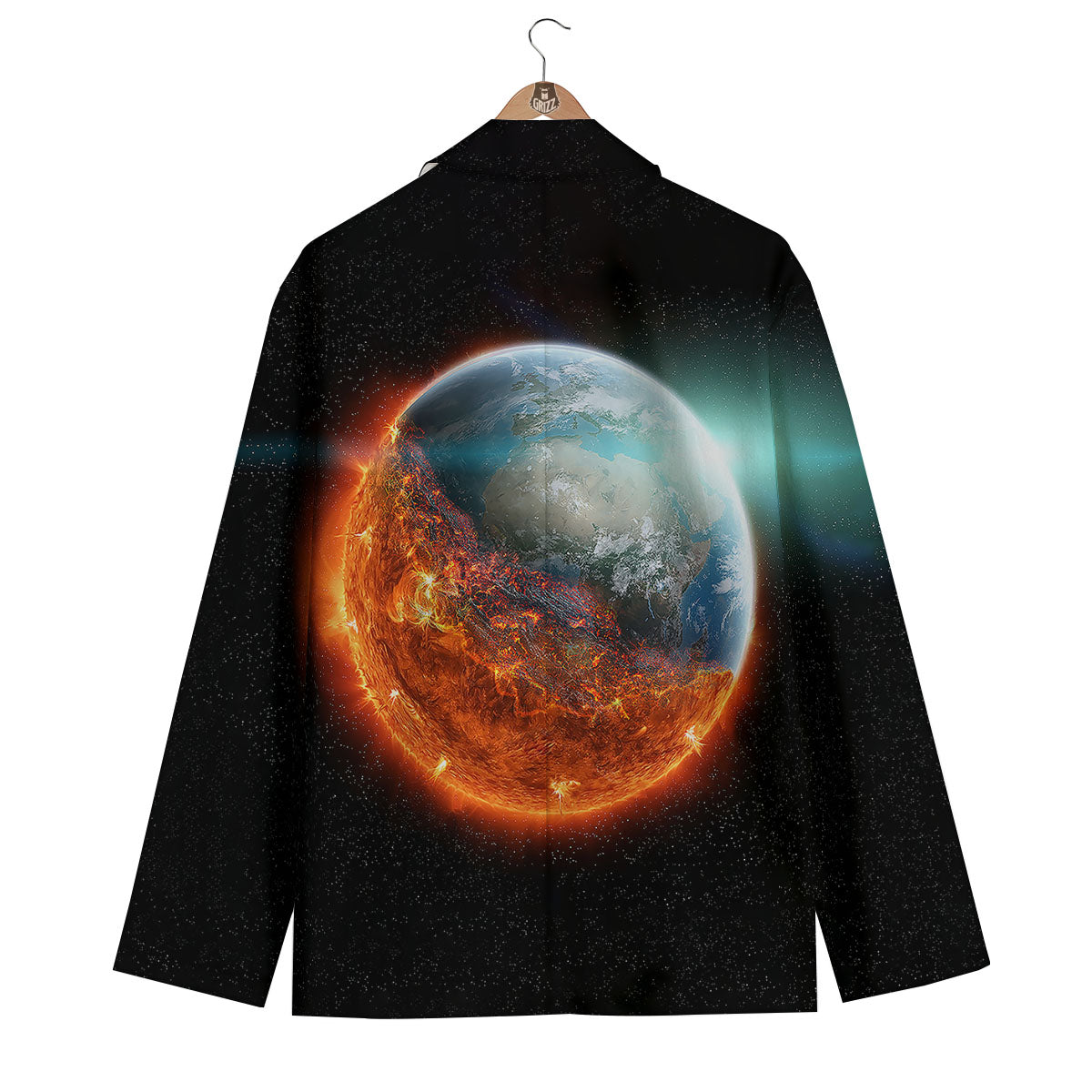 Burning Planet Print Men's Blazer-grizzshop
