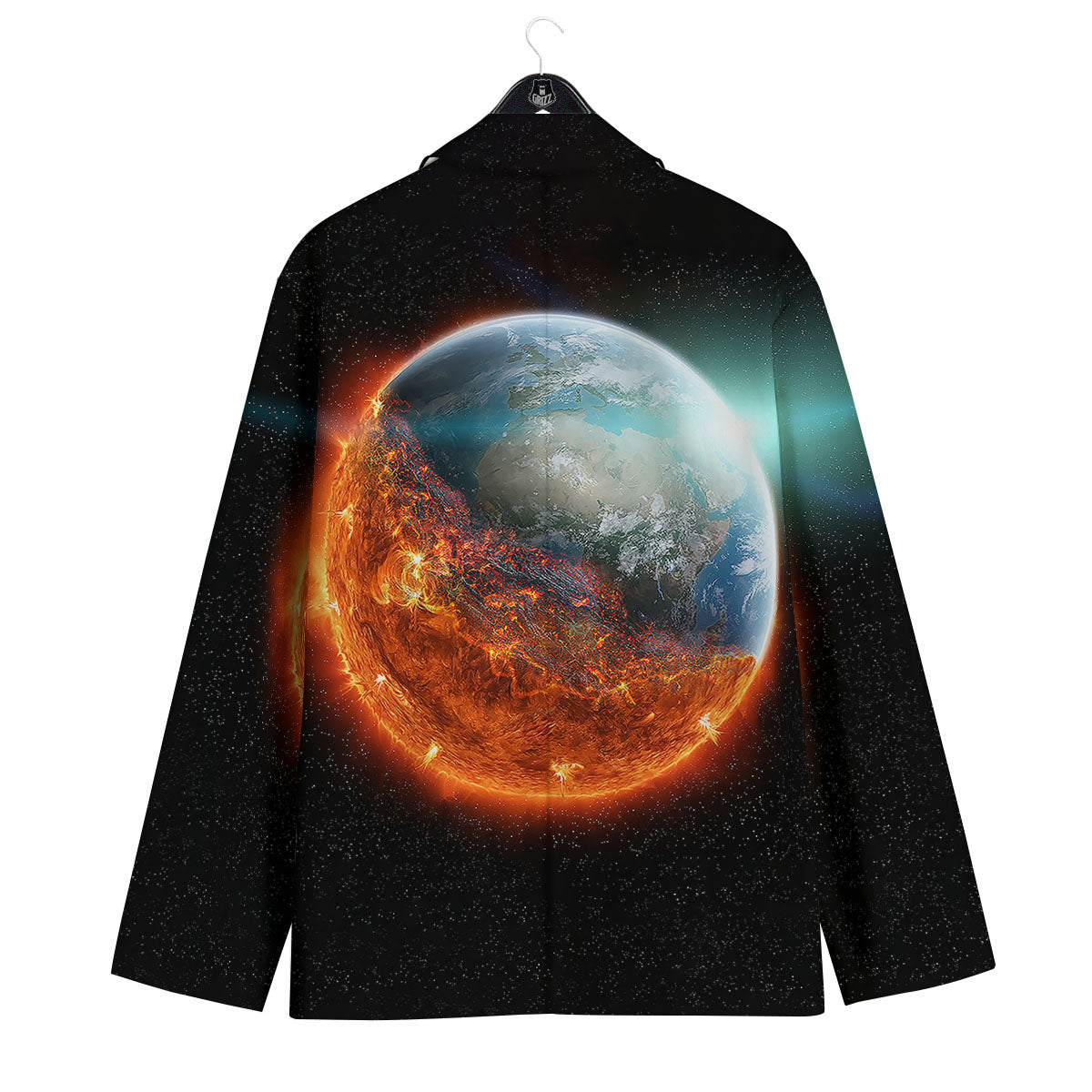 Burning Planet Print Men's Sport Coat-grizzshop