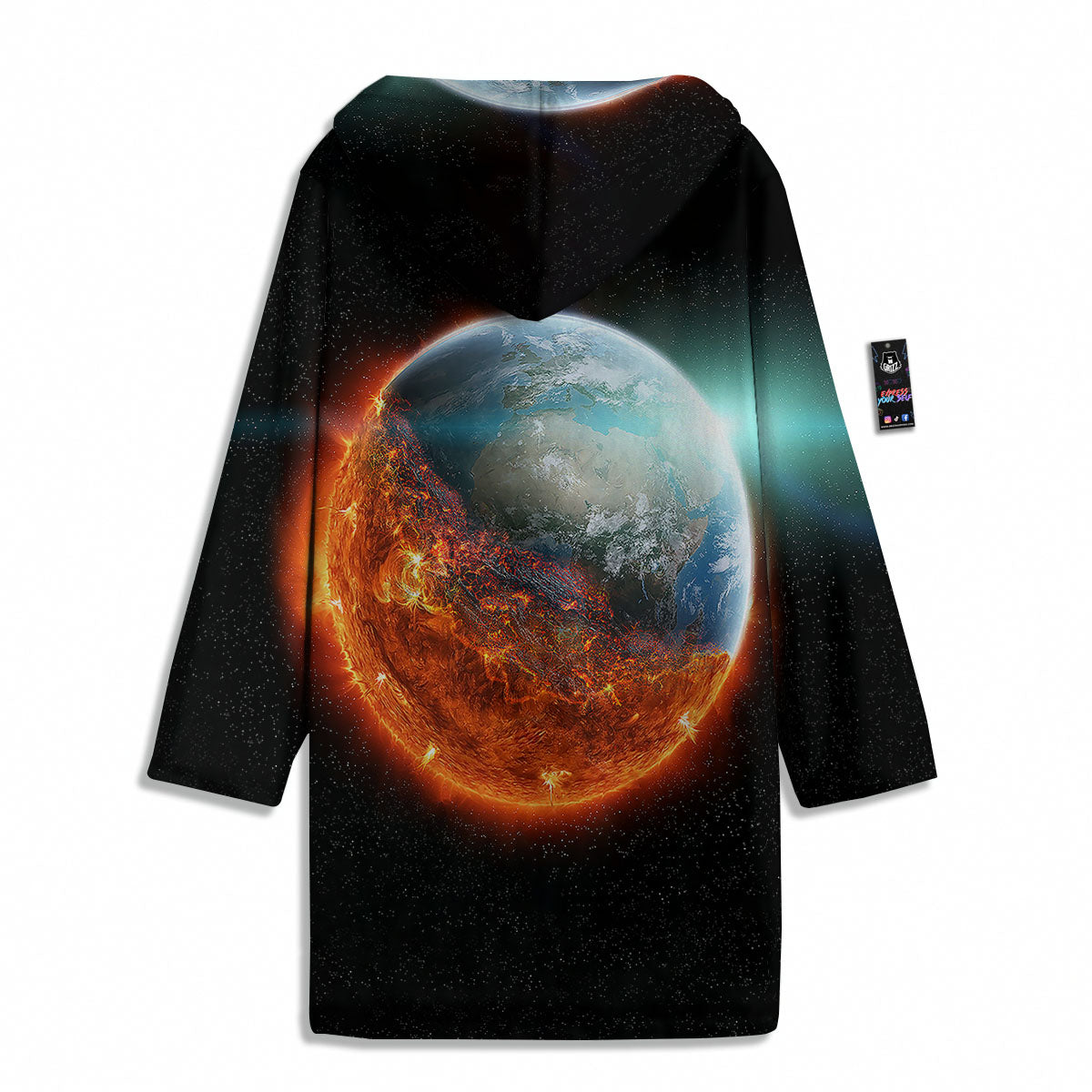 Burning Planet Print Men's Windbreaker Jacket-grizzshop