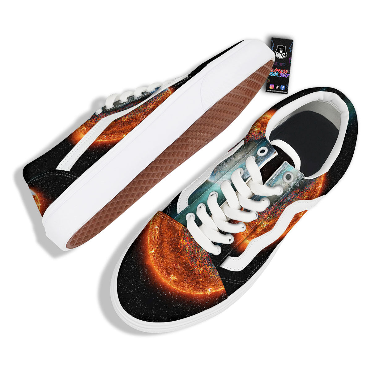 Burning Planet Print Skate Shoes-grizzshop