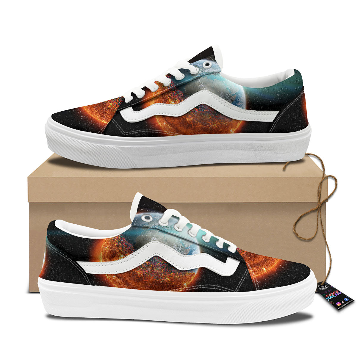 Burning Planet Print Skate Shoes-grizzshop