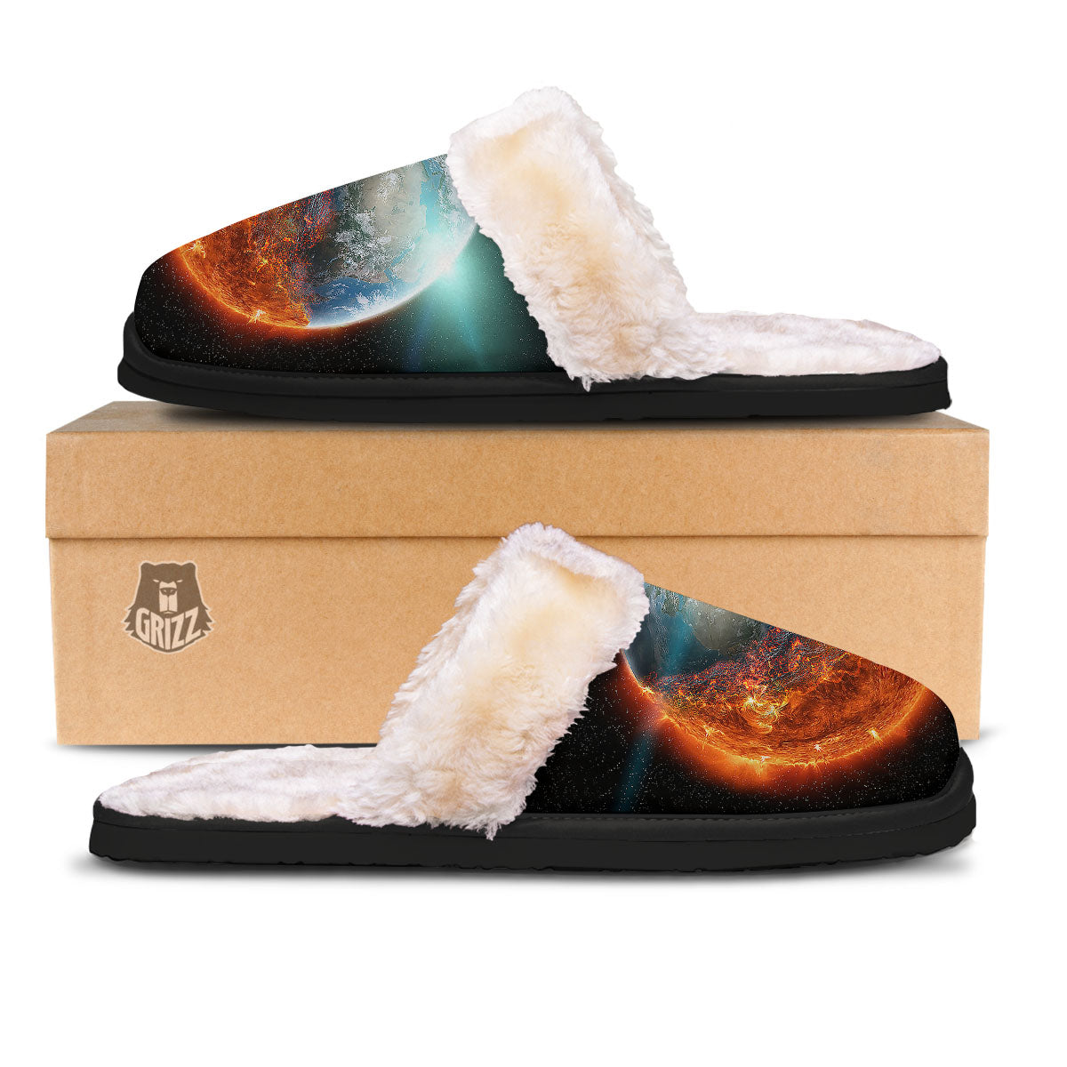 Burning Planet Print Slippers-grizzshop