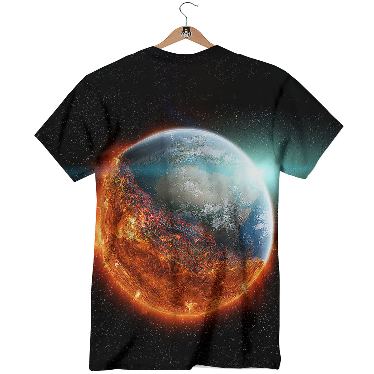Burning Planet Print T-Shirt-grizzshop