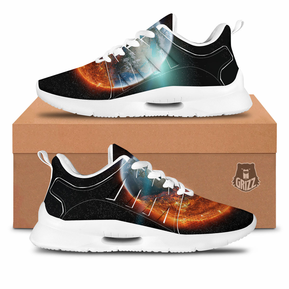 Burning Planet Print Tennis Shoes-grizzshop