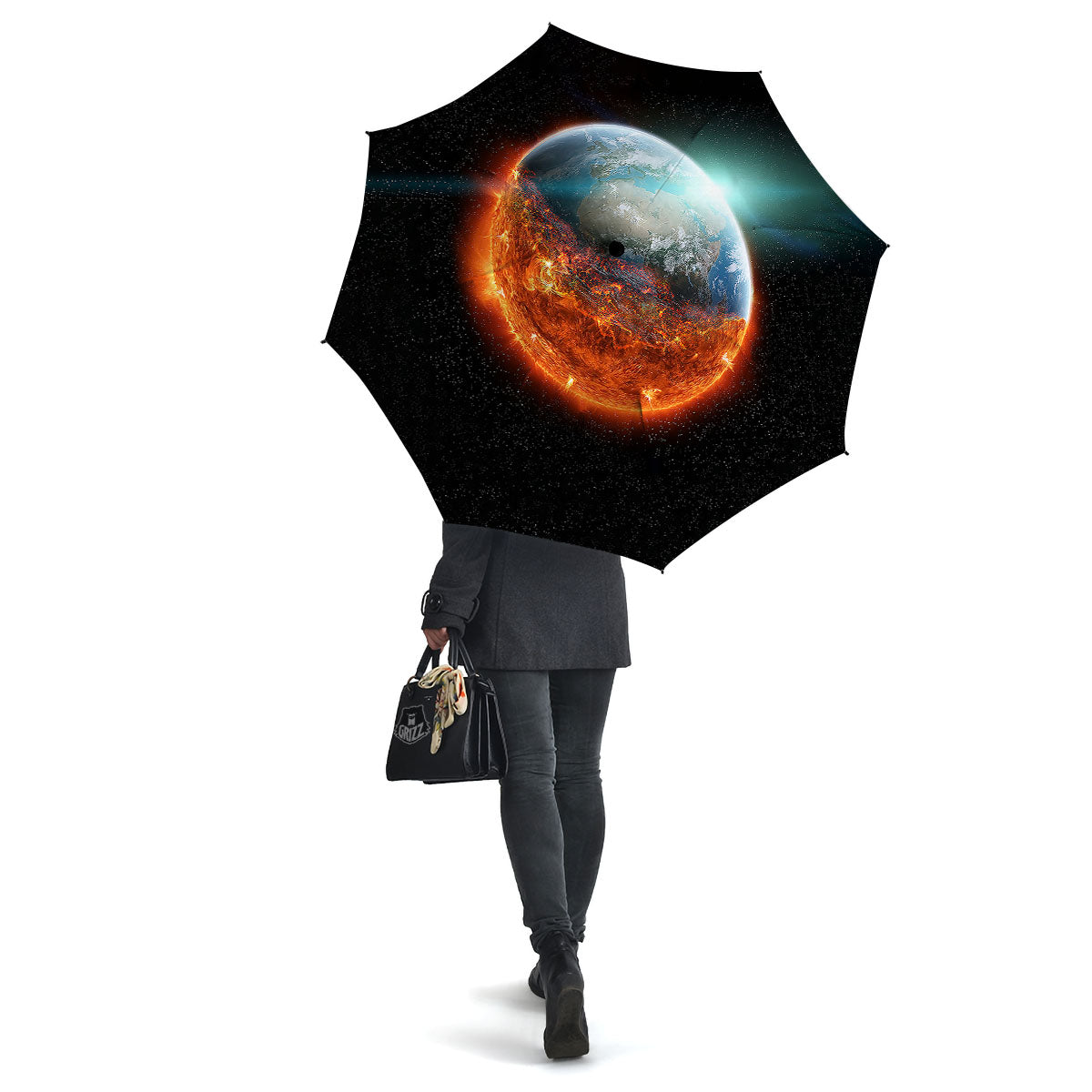 Burning Planet Print Umbrella-grizzshop