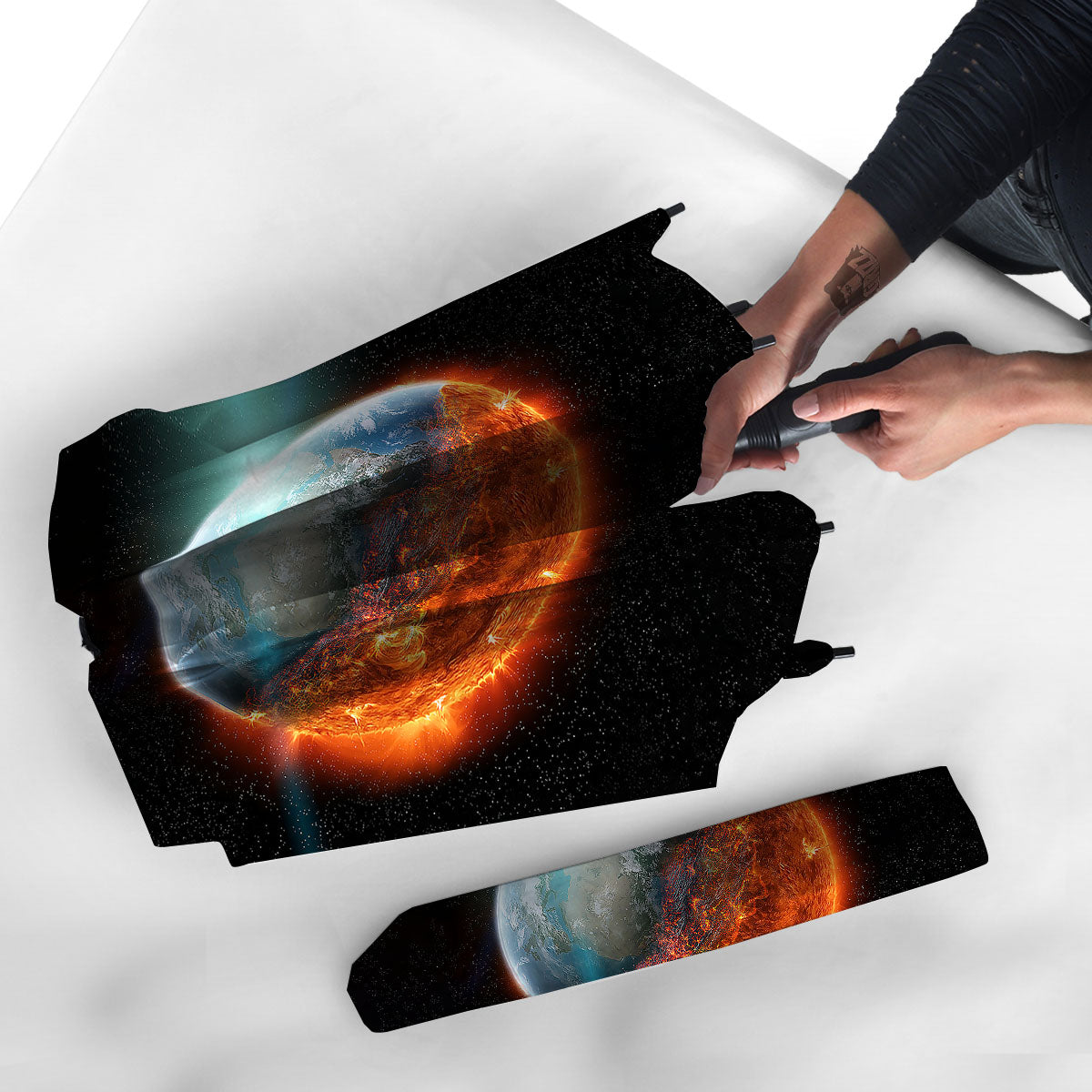 Burning Planet Print Umbrella-grizzshop