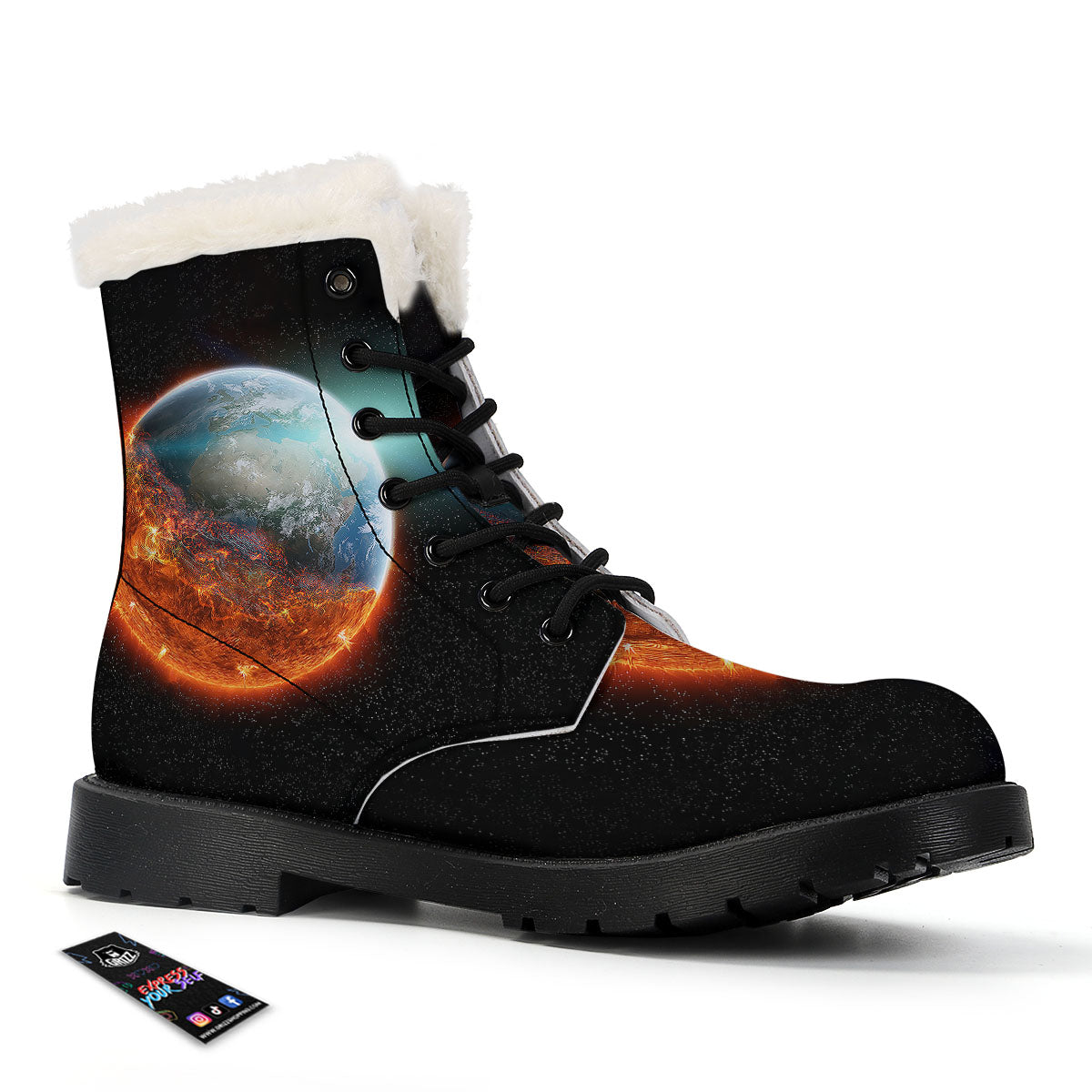 Burning Planet Print Winter Boots-grizzshop