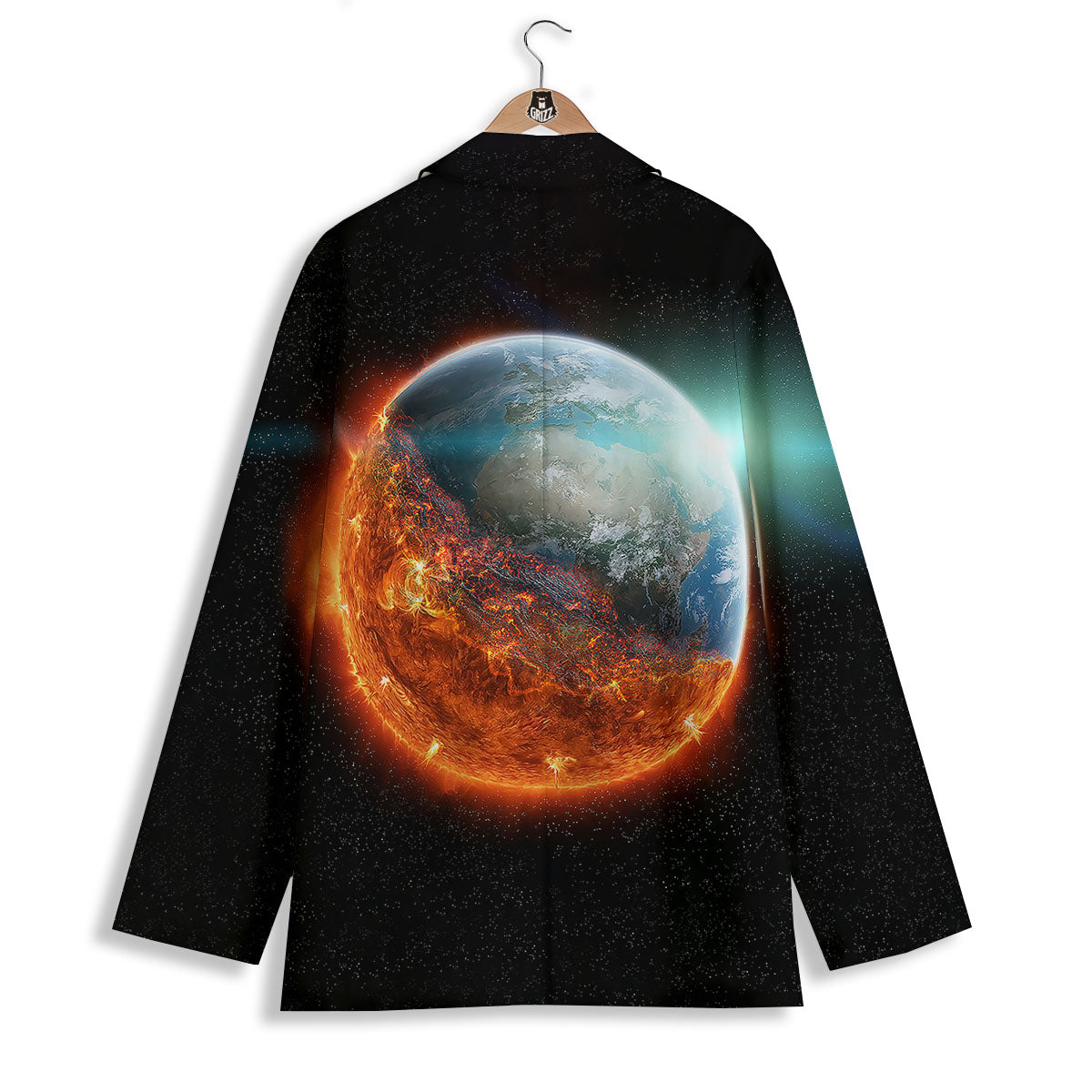 Burning Planet Print Women's Blazer-grizzshop