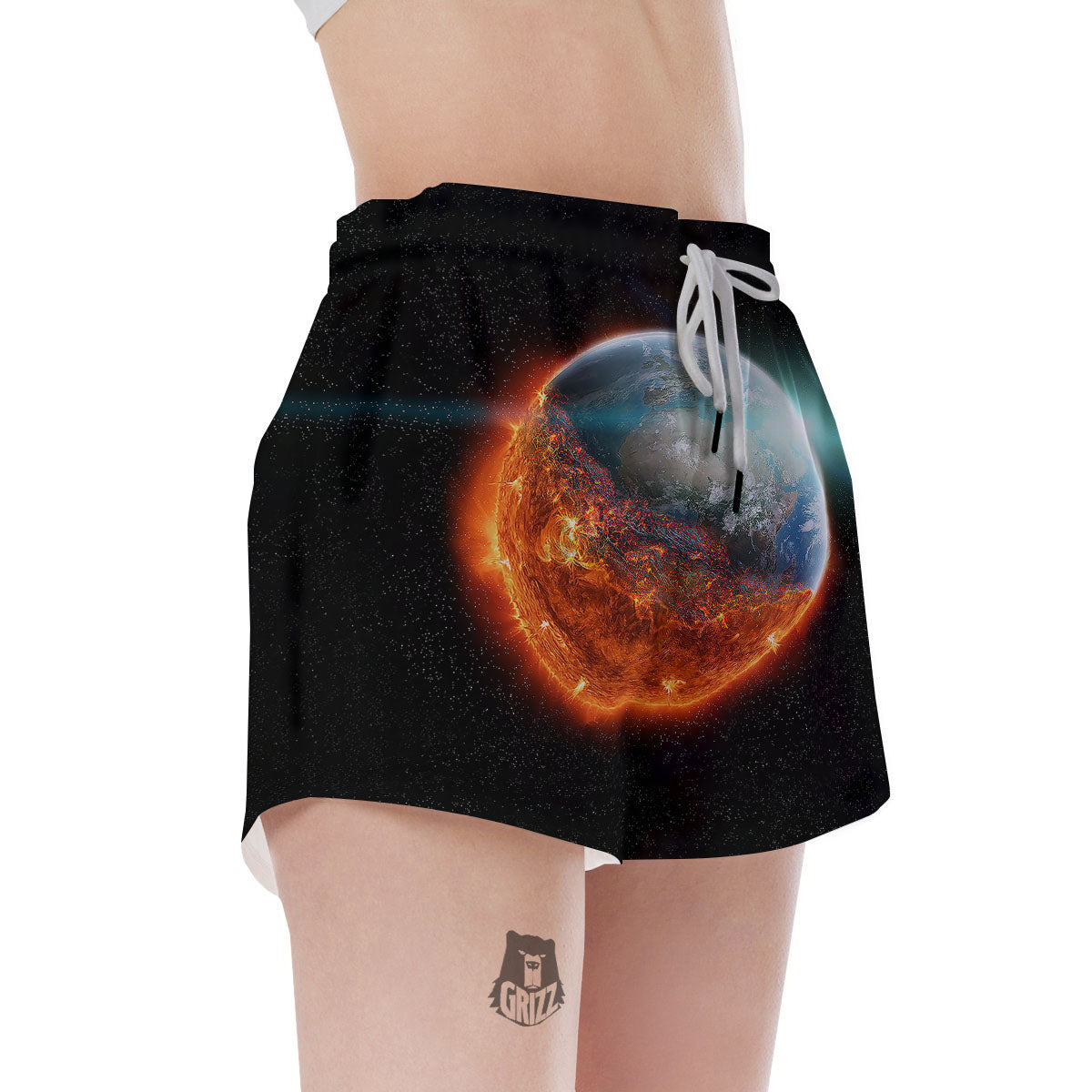 Burning Planet Print Women's Shorts-grizzshop