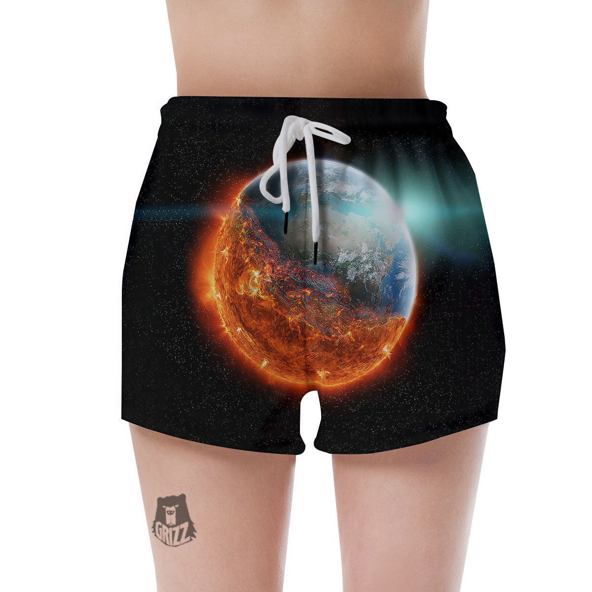 Burning Planet Print Women's Shorts-grizzshop