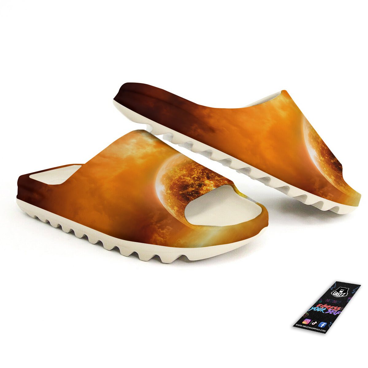 Burning Apocalyptic Planet Earth Print Sandals-grizzshop
