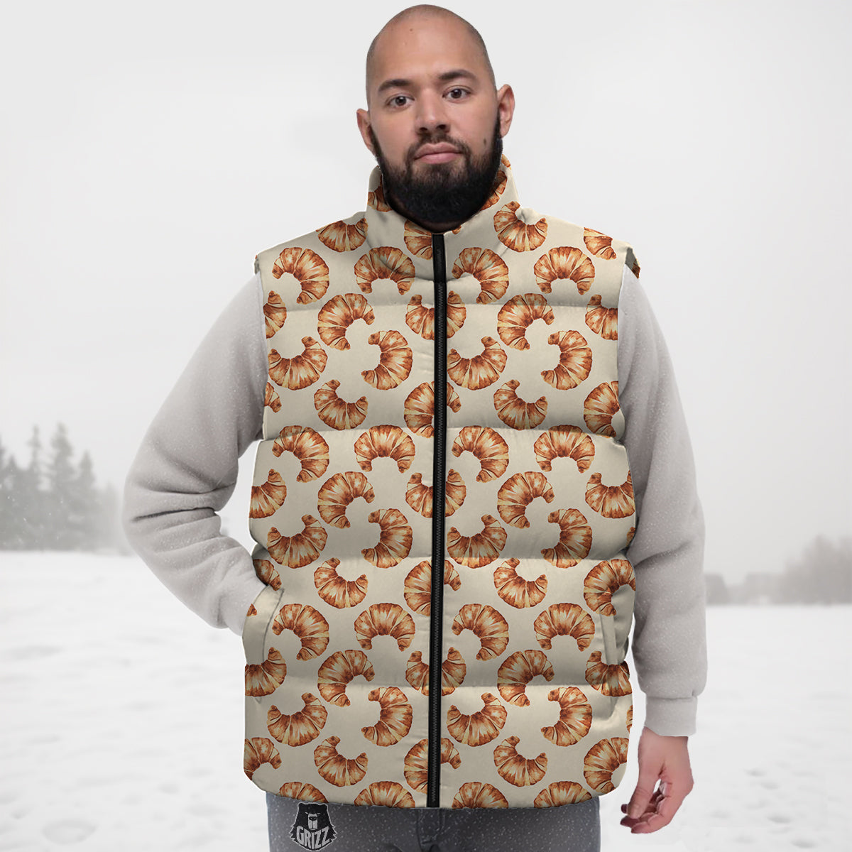 Bus School Pattern Print Down Vest-grizzshop