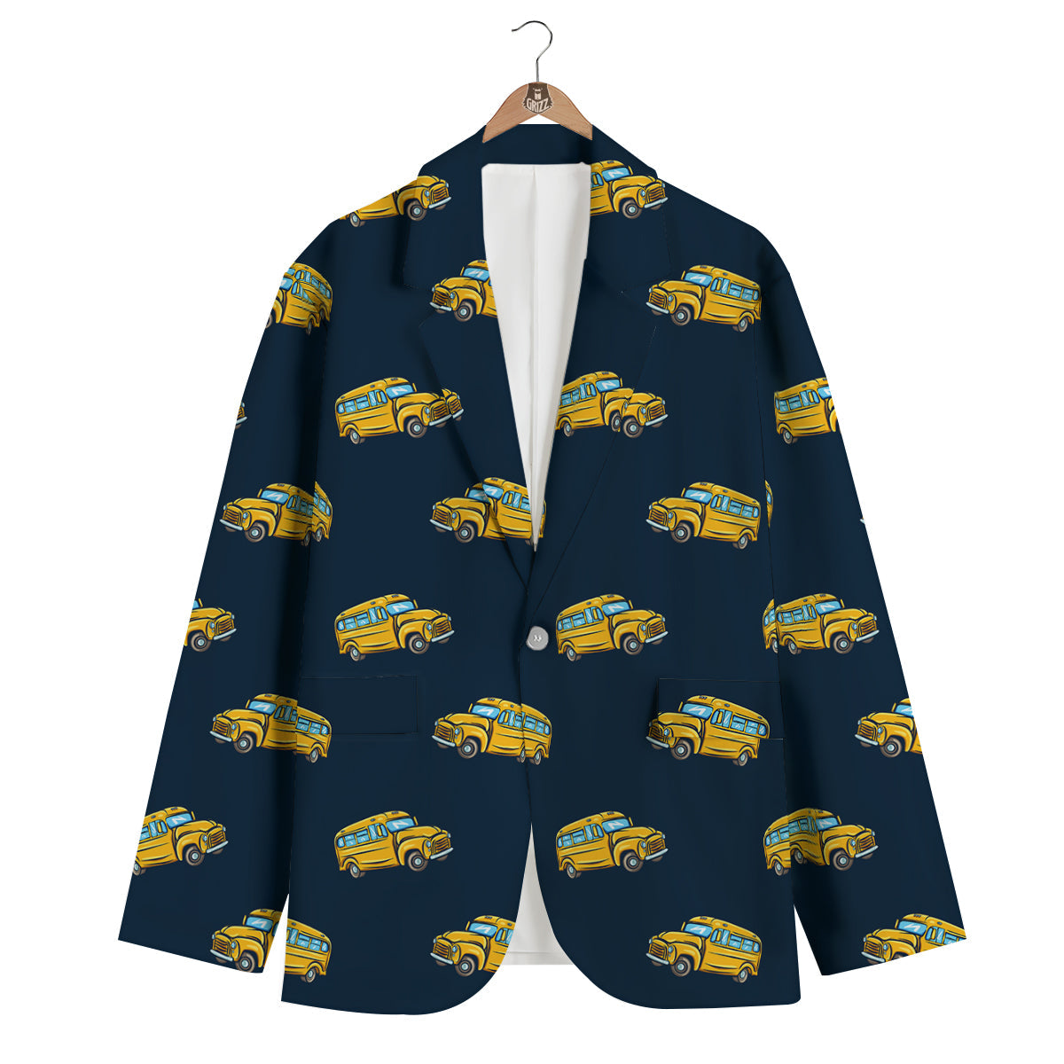 Bus School Pattern Print Men's Blazer-grizzshop