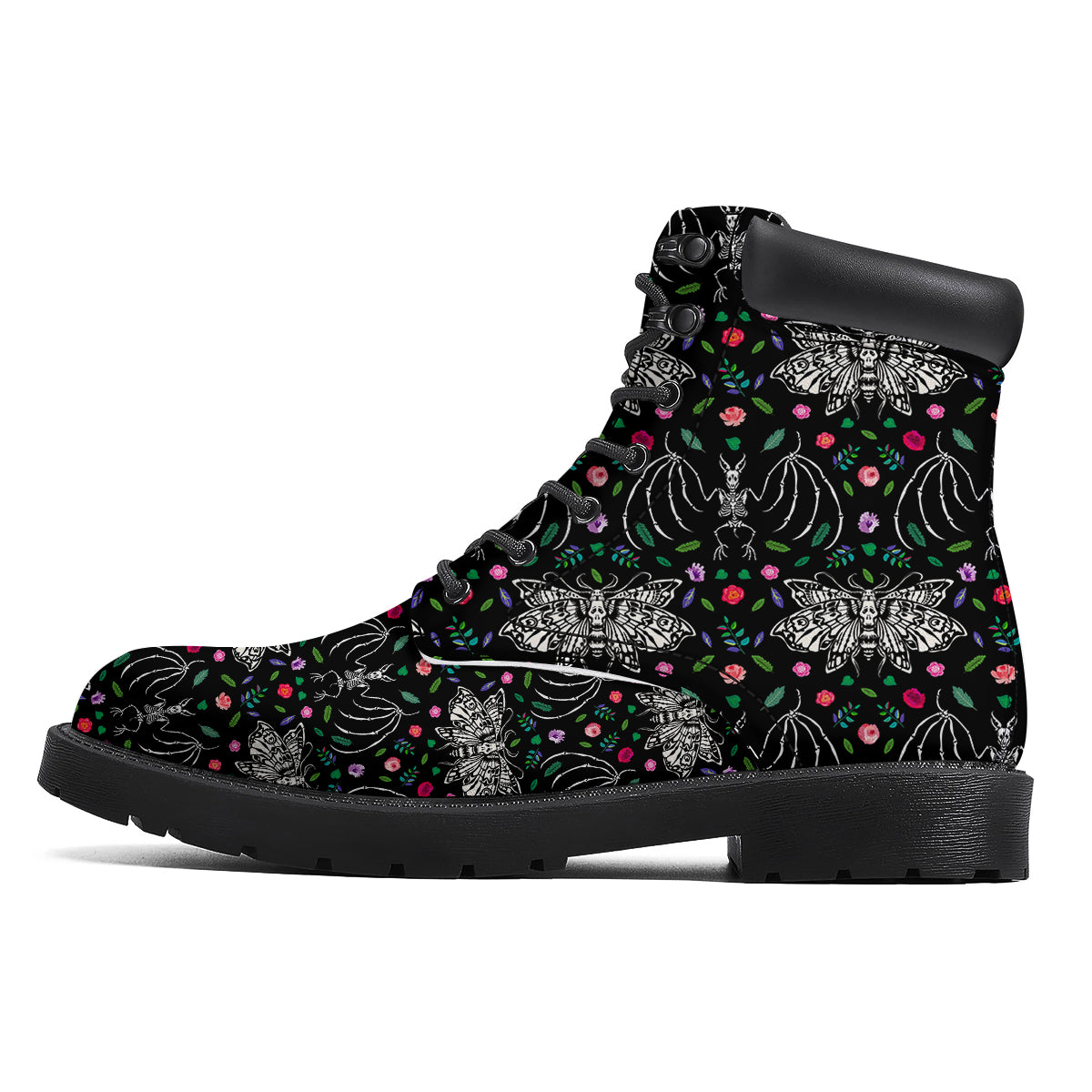 Butterflies And Skeletons of Bats Print Pattern Boots-grizzshop