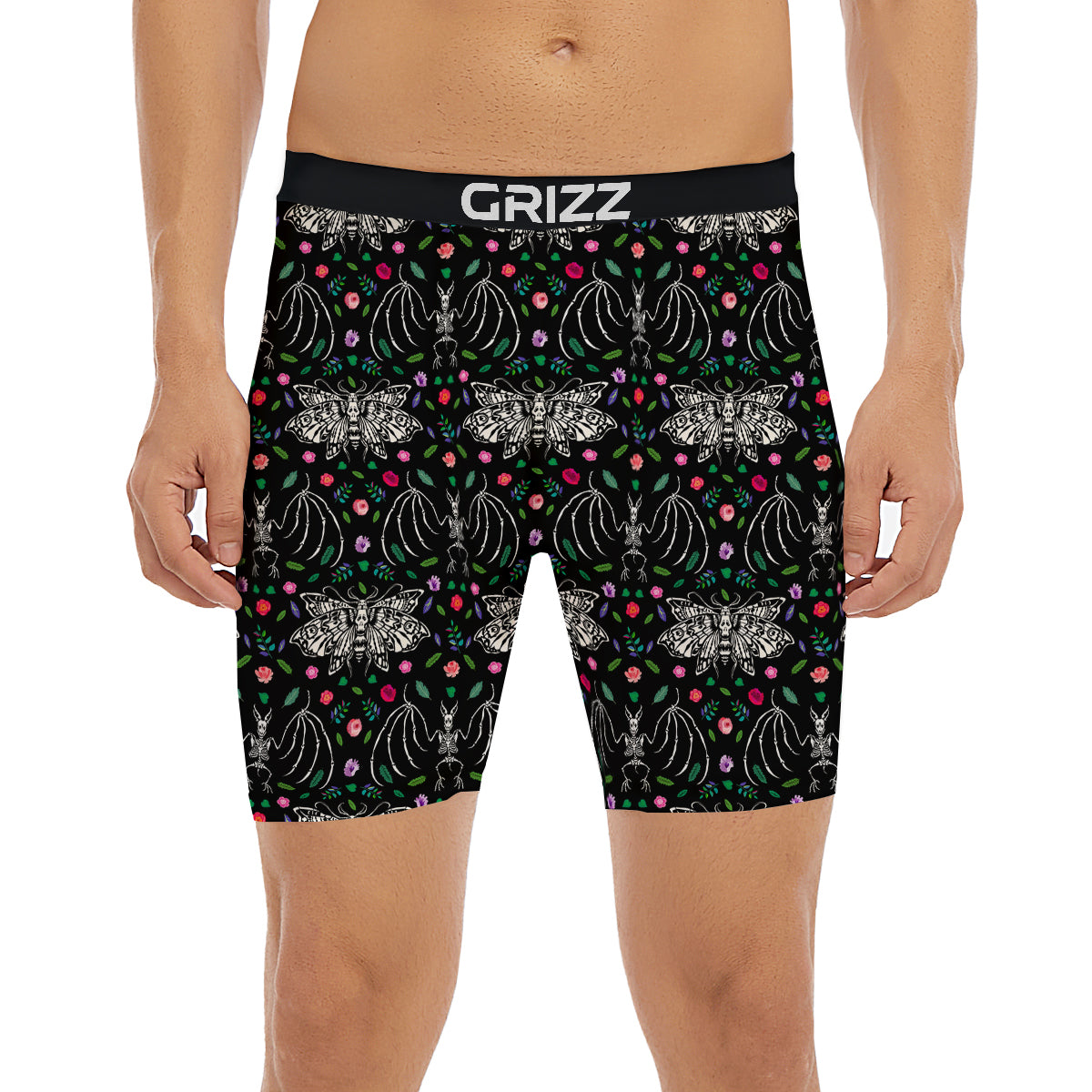Butterflies And Skeletons of Bats Print Pattern Boxer Briefs-grizzshop