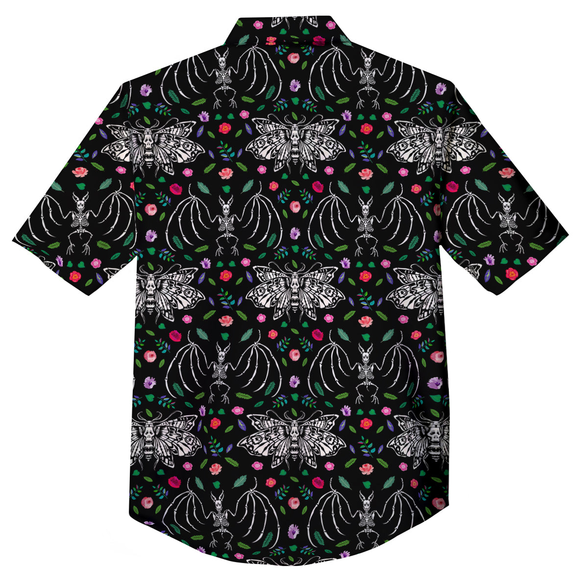 Butterflies And Skeletons of Bats Print Pattern Button Up Shirt-grizzshop