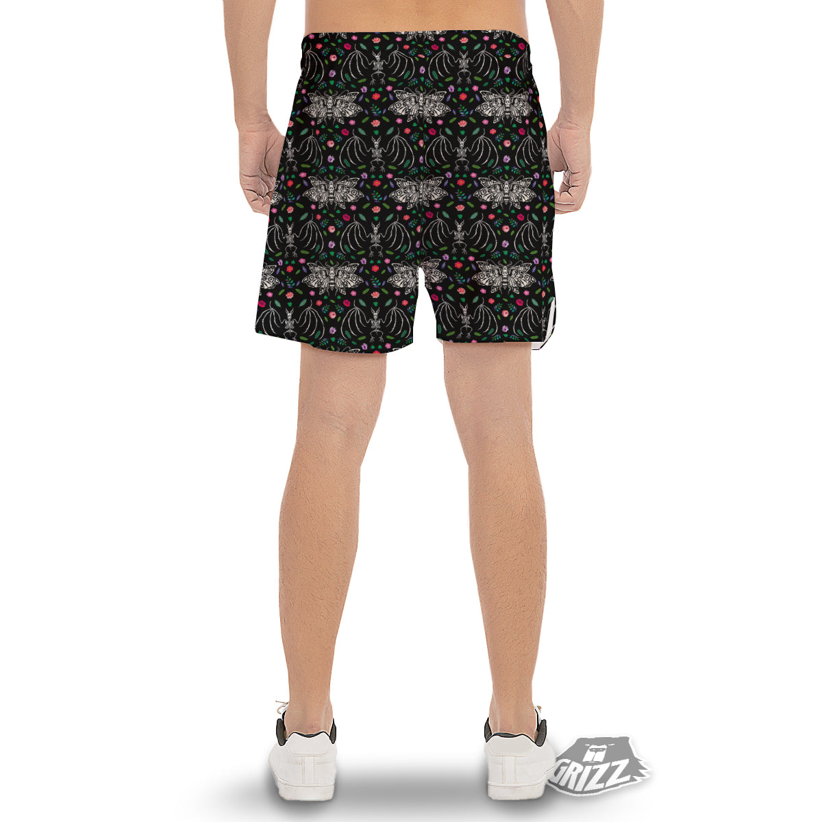 Butterflies And Skeletons of Bats Print Pattern Men's Gym Shorts-grizzshop