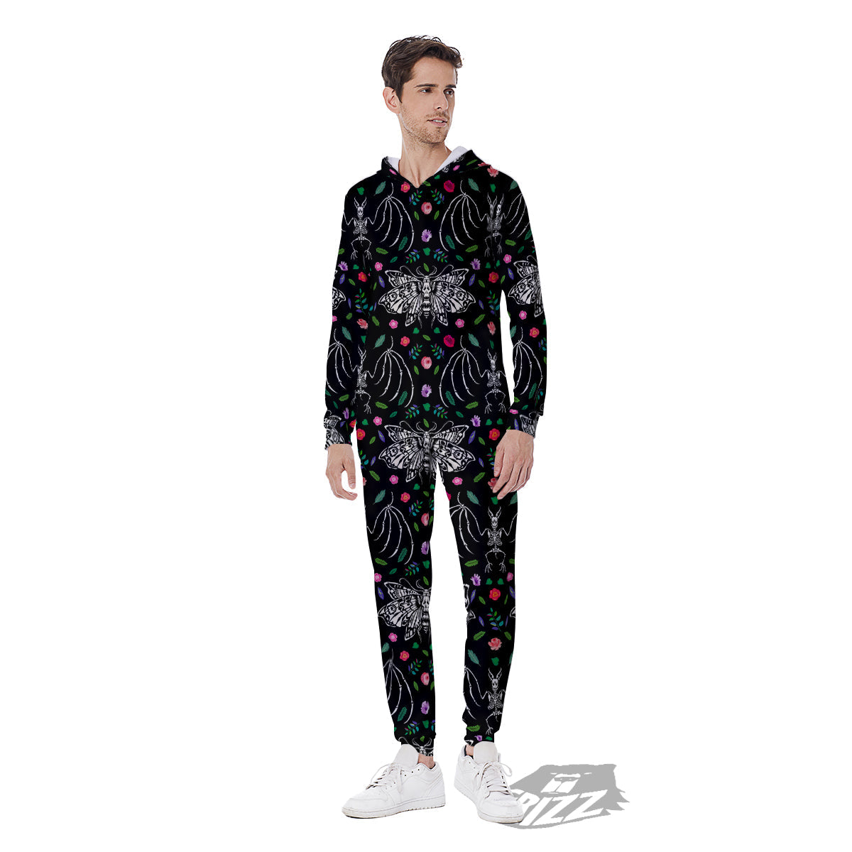 Butterflies And Skeletons of Bats Print Pattern Men's Jumpsuit-grizzshop