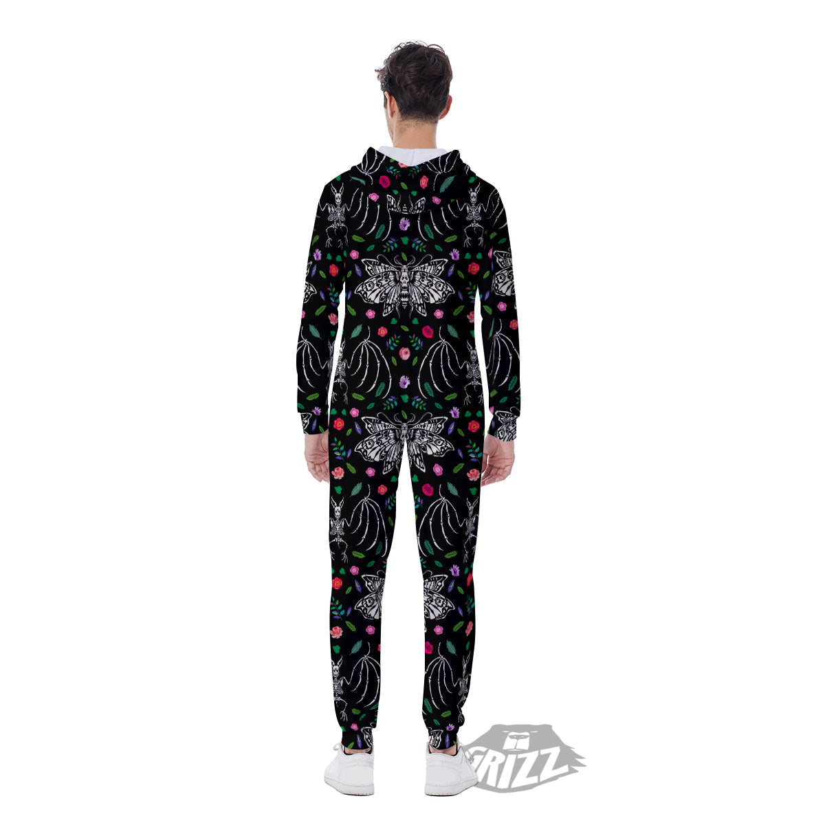 Butterflies And Skeletons of Bats Print Pattern Men's Jumpsuit-grizzshop