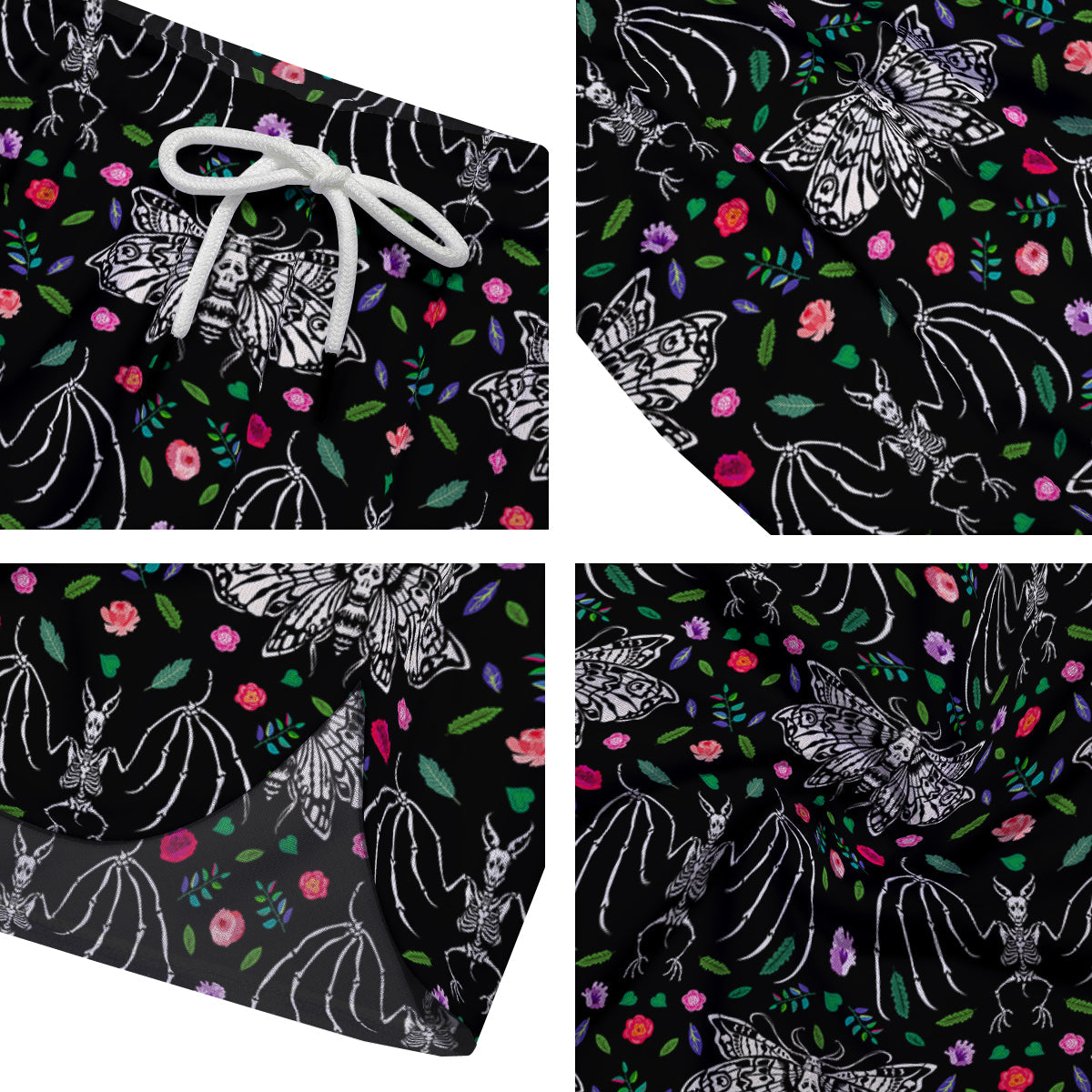 Butterflies And Skeletons of Bats Print Pattern Men's Running Shorts-grizzshop