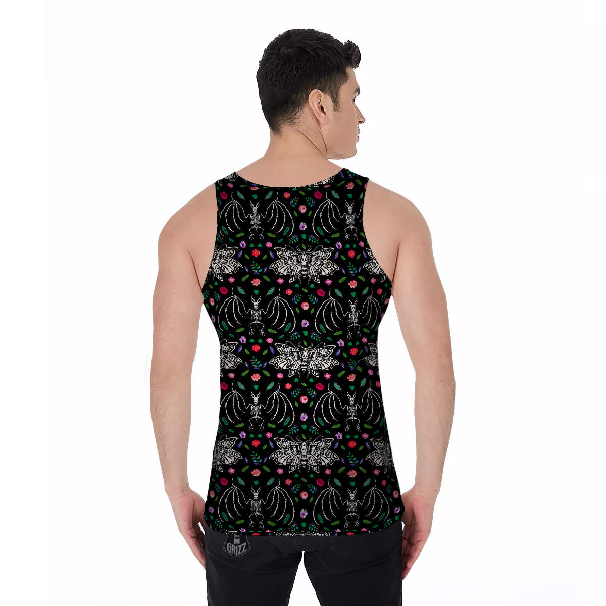 Butterflies And Skeletons of Bats Print Pattern Men's Tank Top-grizzshop