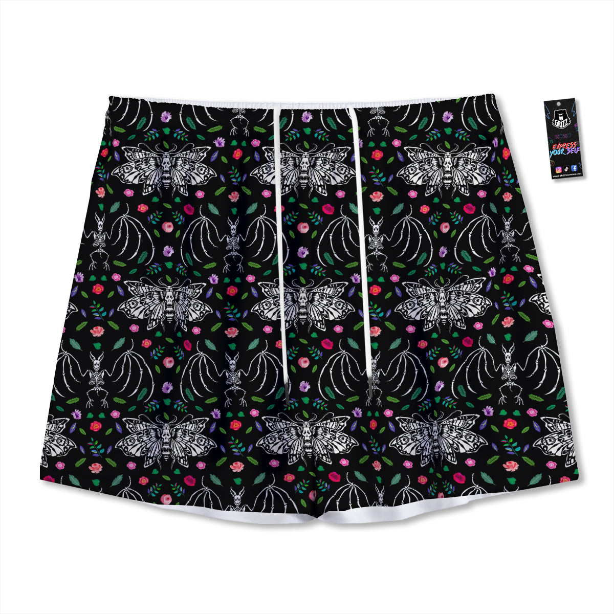 Cute Dino Green Print Pattern Mesh Shorts