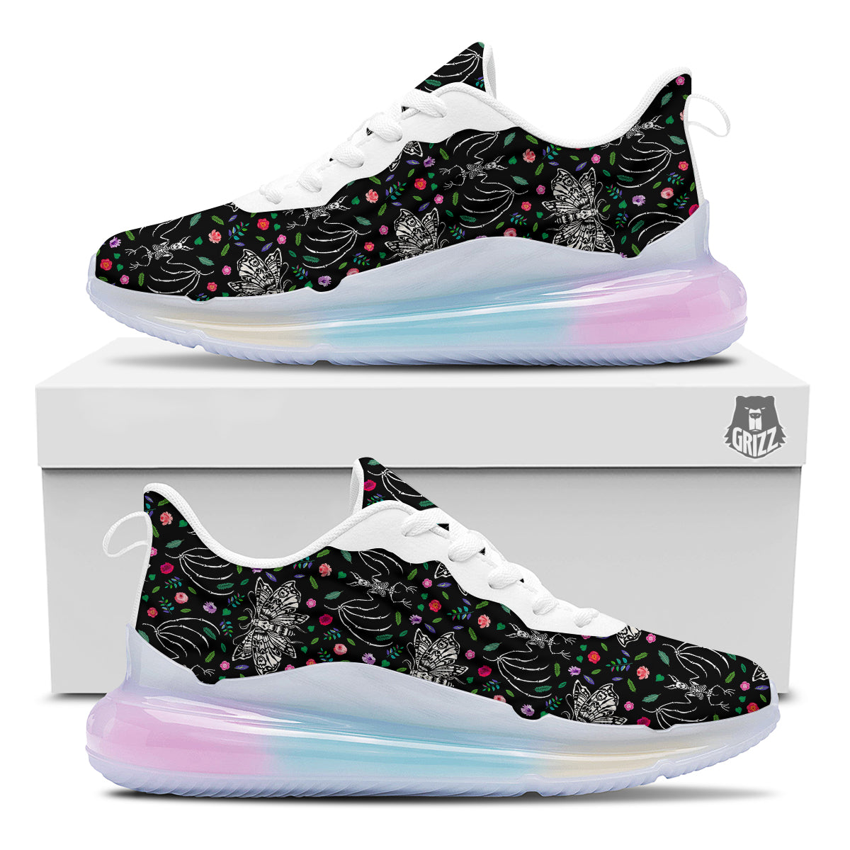 Butterflies And Skeletons of Bats Print Pattern Running Sneakers-grizzshop