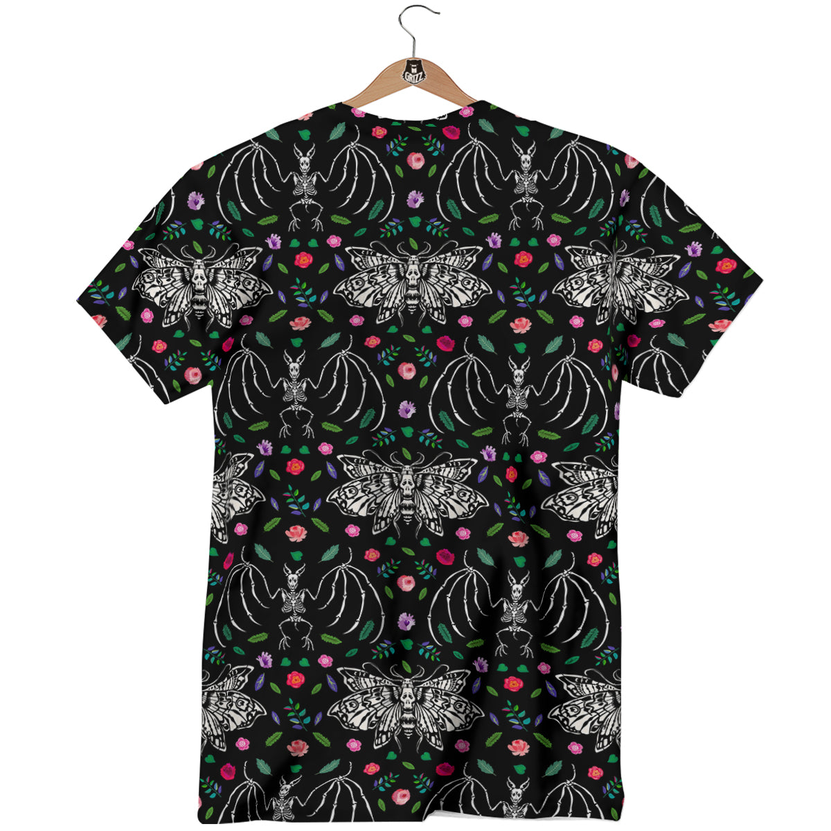 Butterflies And Skeletons of Bats Print Pattern T-Shirt-grizzshop