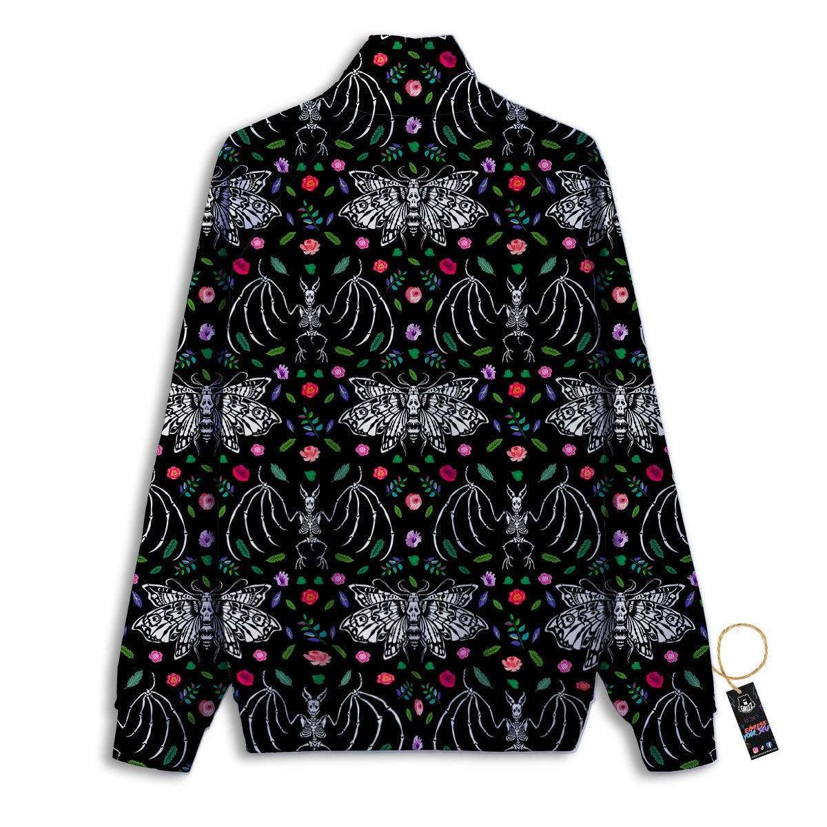 Butterflies And Skeletons of Bats Print Pattern Track Jacket-grizzshop