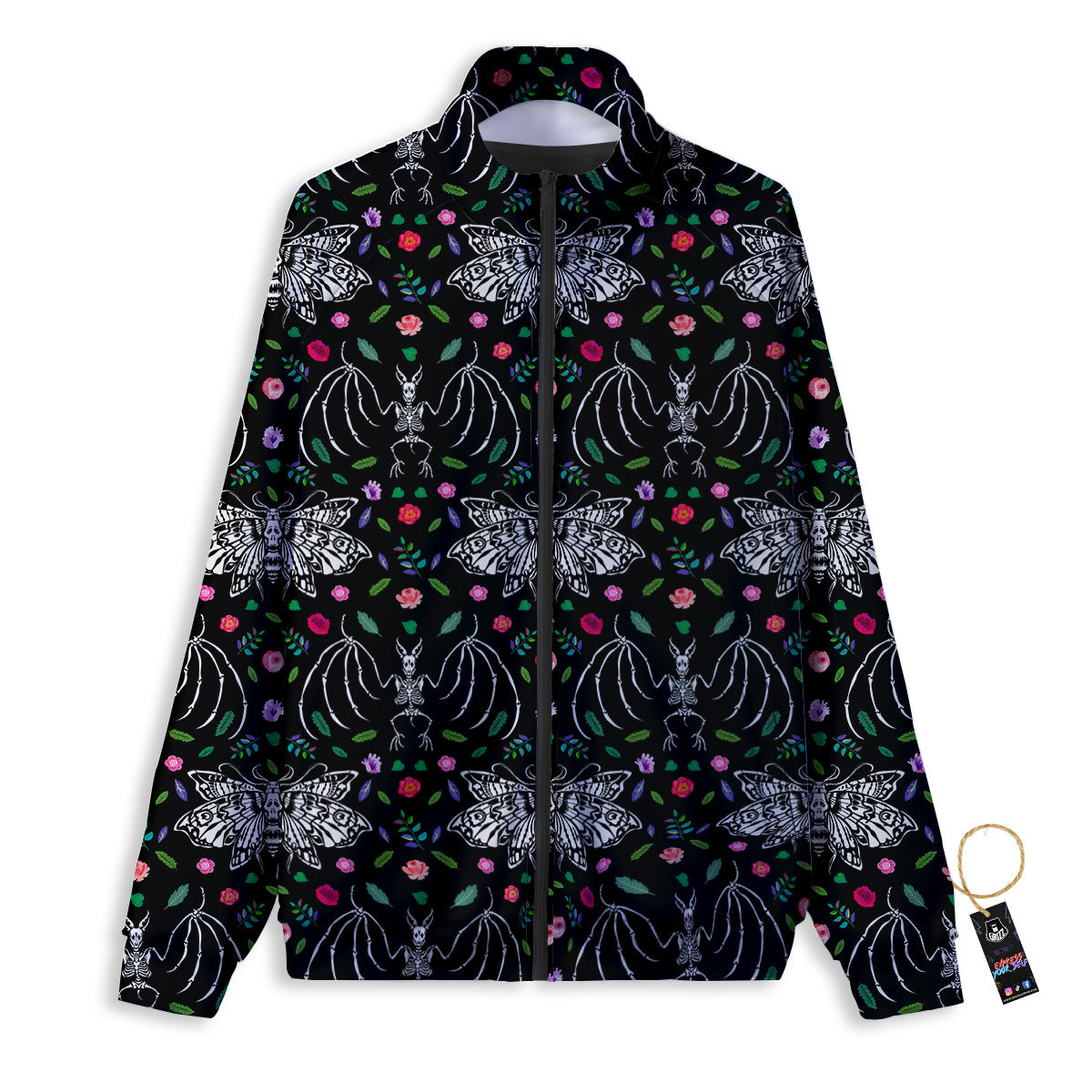 Butterflies And Skeletons of Bats Print Pattern Track Jacket-grizzshop