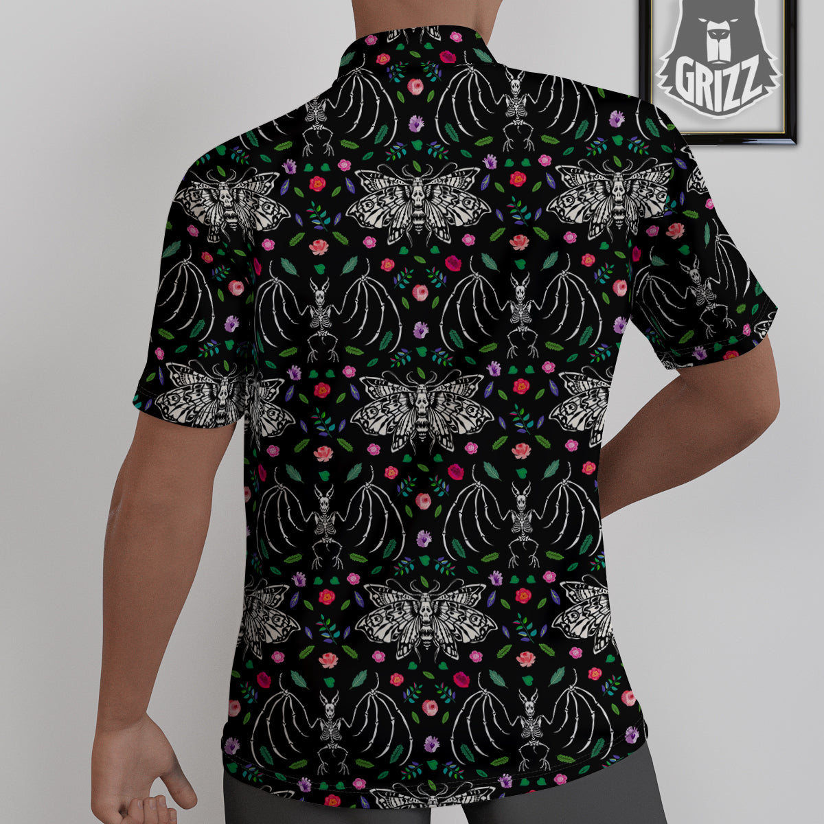 Butterflies And Skeletons of Bats Print Pattern Untucked Shirts-grizzshop