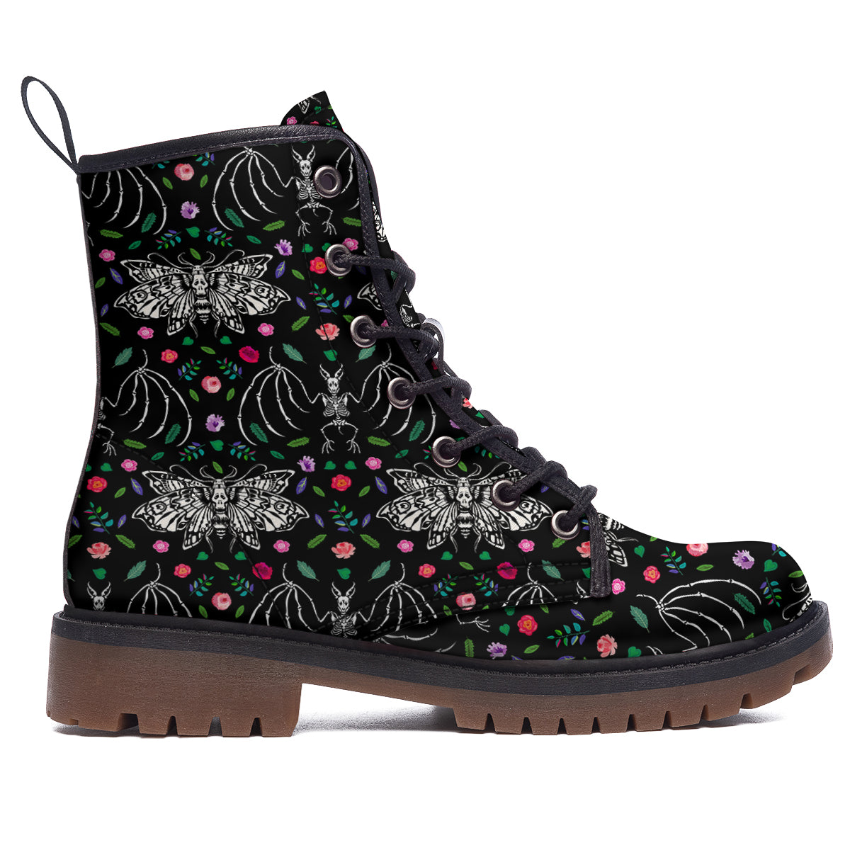 Butterflies And Skeletons of Bats Print Pattern Work Boots-grizzshop