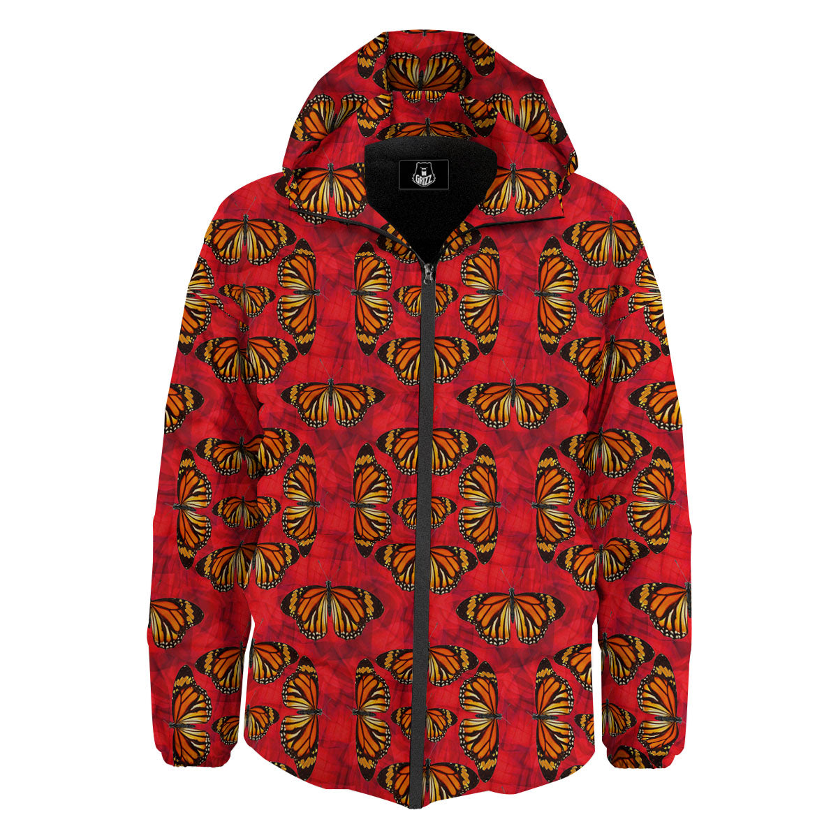 Butterflies Monarch Orange Print Pattern Down Jacket-grizzshop
