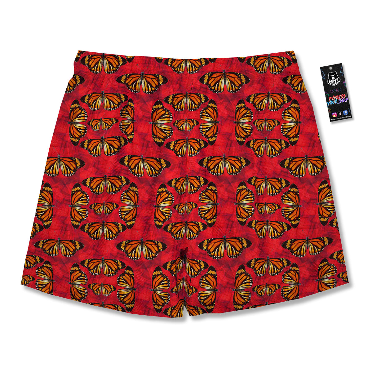 Butterflies Monarch Orange Print Pattern Men's Running Shorts-grizzshop