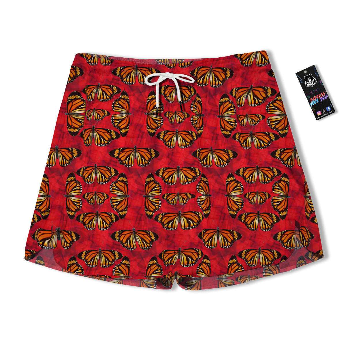 Butterflies Monarch Orange Print Pattern Men's Running Shorts-grizzshop
