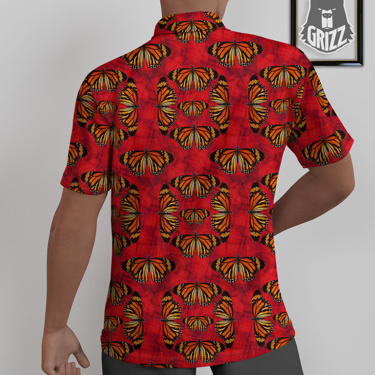 Butterflies Monarch Orange Print Pattern Untucked Shirts-grizzshop