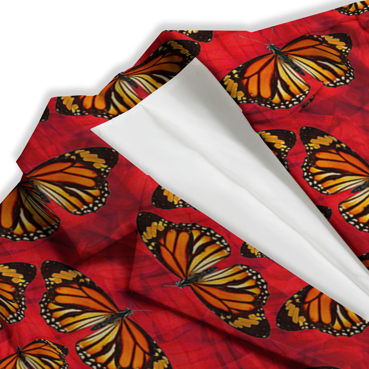 Butterflies Monarch Orange Print Pattern Women's Blazer-grizzshop