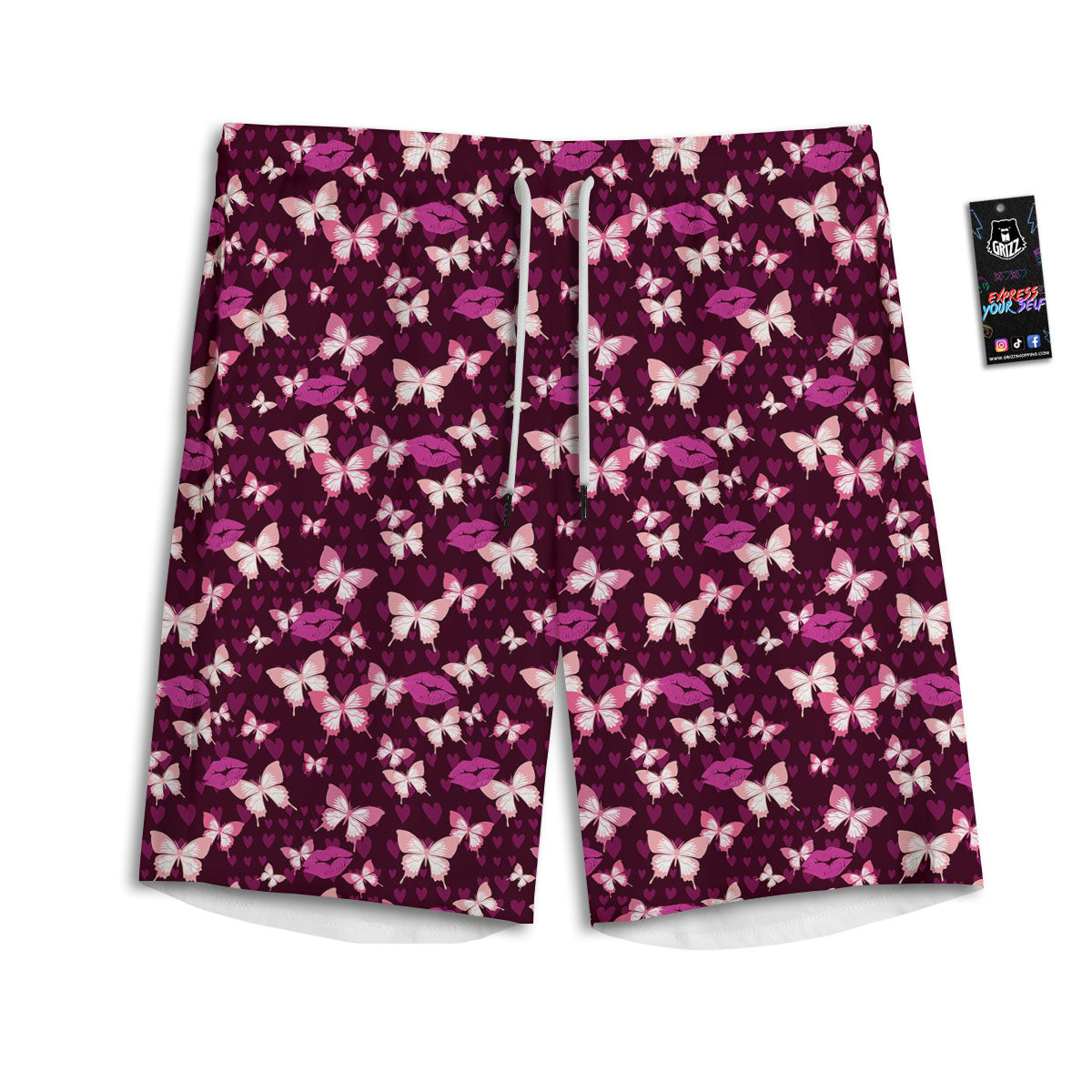 Buffalo Check Pink And White Print Men's Athletic Shorts