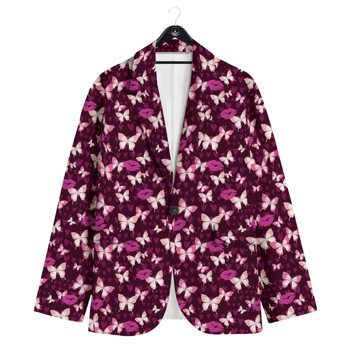 Butterfly And Girly Heart Print Pattern Men's Sport Coat-grizzshop