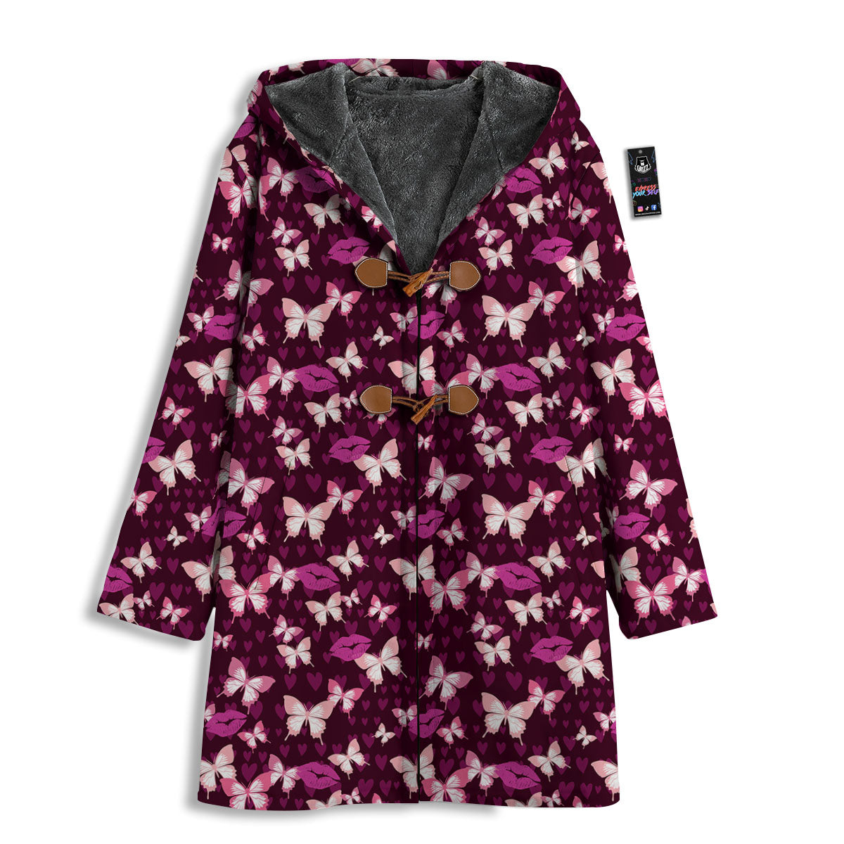 Butterfly And Girly Heart Print Pattern Men's Windbreaker Jacket-grizzshop