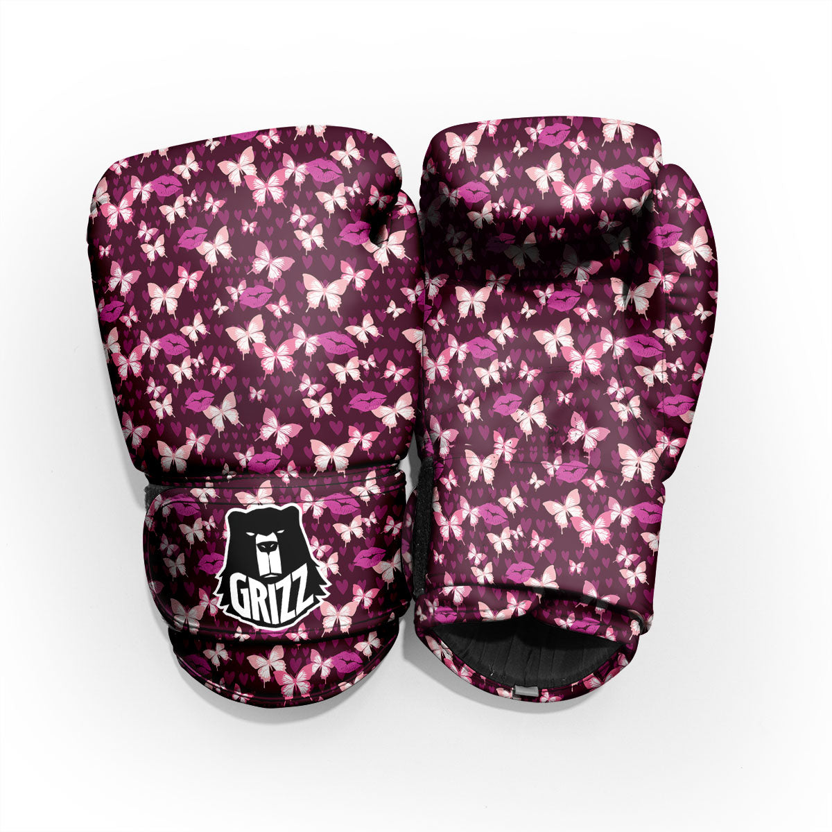 Butterfly And Girly Heart Print Pattern Pro Boxing Glove