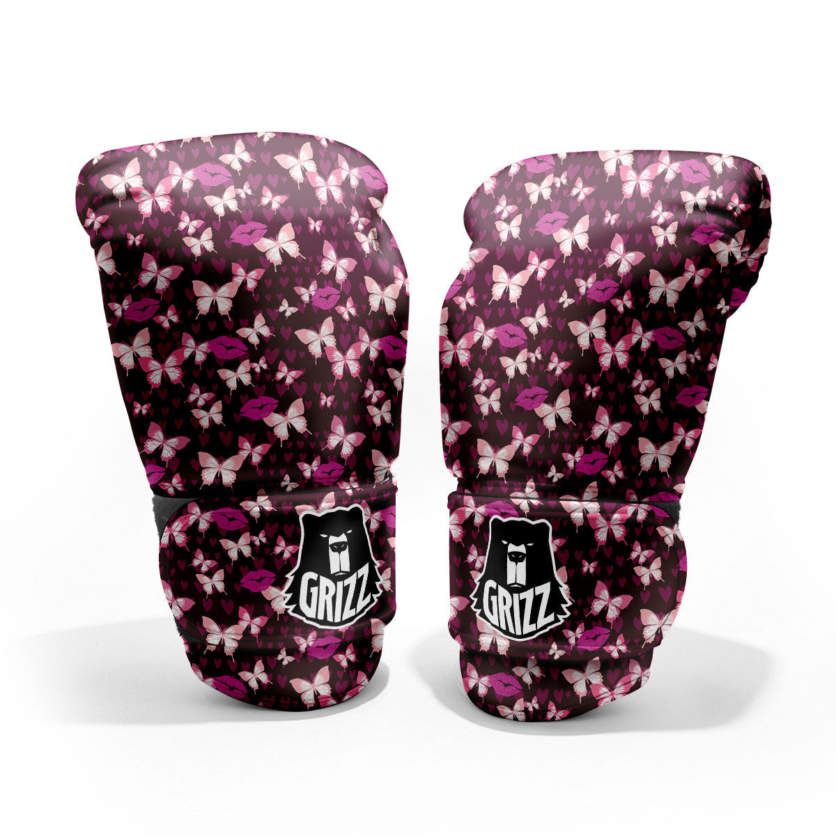 Butterfly And Girly Heart Print Pattern Pro Boxing Glove