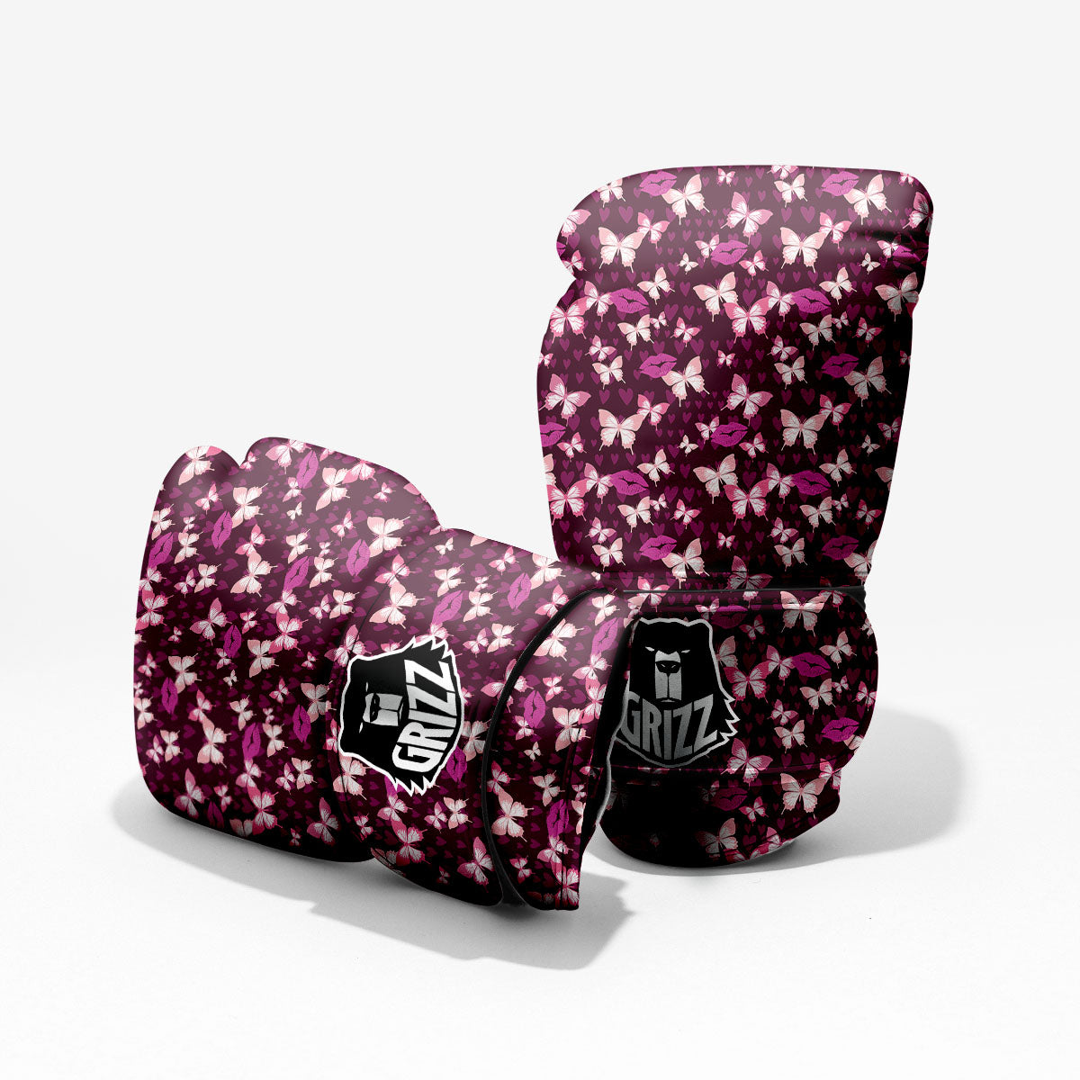 Butterfly And Girly Heart Print Pattern Pro Boxing Glove
