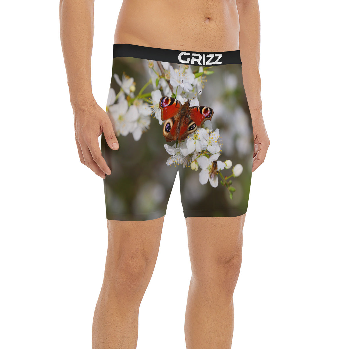 Butterfly Blossom Flower Print Boxer Briefs-grizzshop